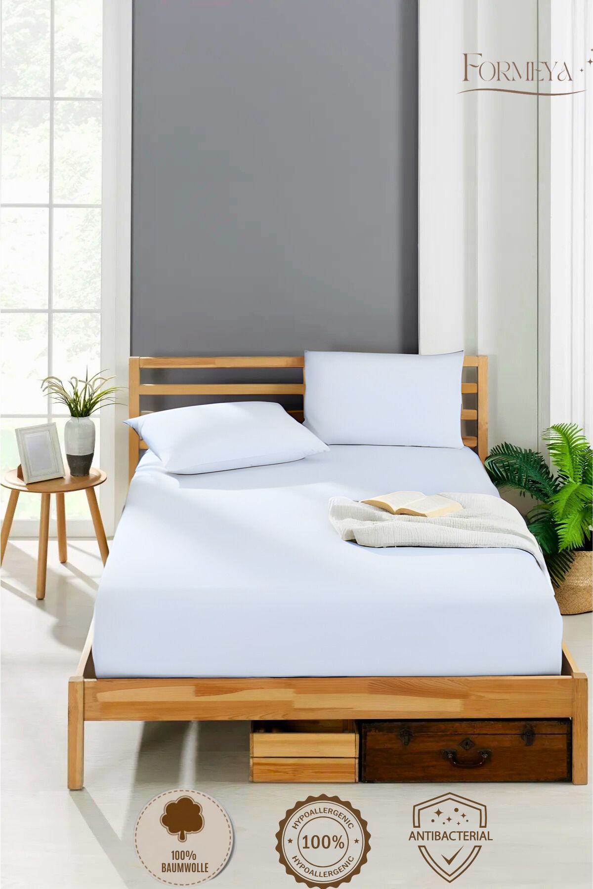 Formeya-Spannbettlaken aus 100 % Baumwolle, für Einzel-/Doppelbett, gekämmtes Spannbettlaken 2
