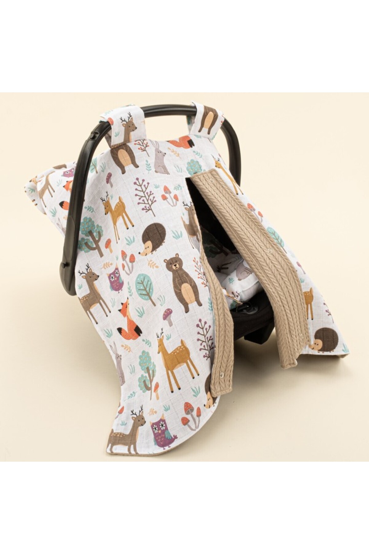 Yunikobaby-Double Sided Stroller Set - Stone Knit, Forest 5