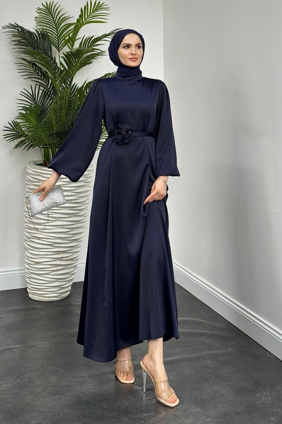 Şulemoda Giyim-Curea pentru rochie de seară Rose Fayette bleumarin 4