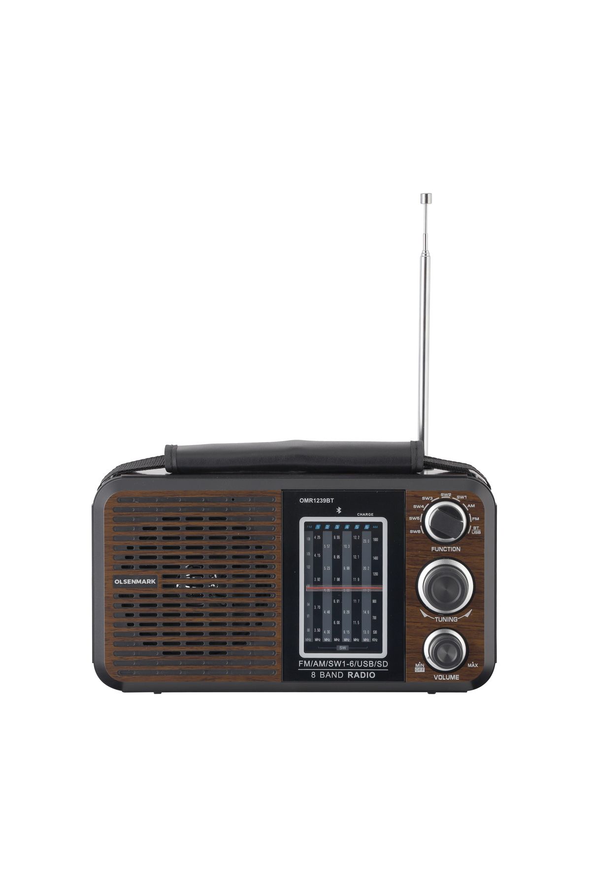 Olsenmark-Rechargeable Radio With Usb Omr1239bt Speaker Music Player Brown/black 2 Year Warranty 7