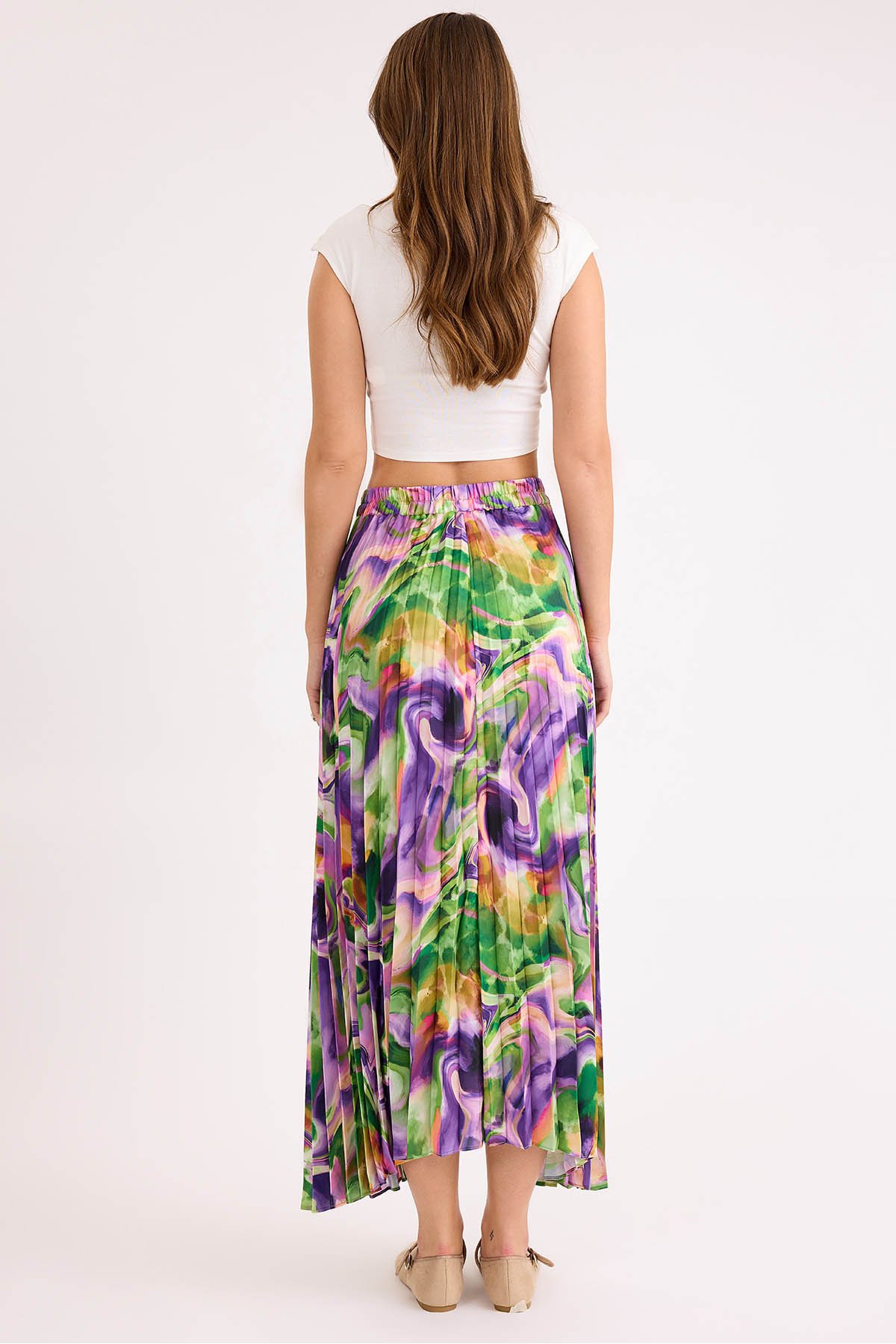 Vitrin-Tie Dye Pattern Pleated Midi Skirt 5
