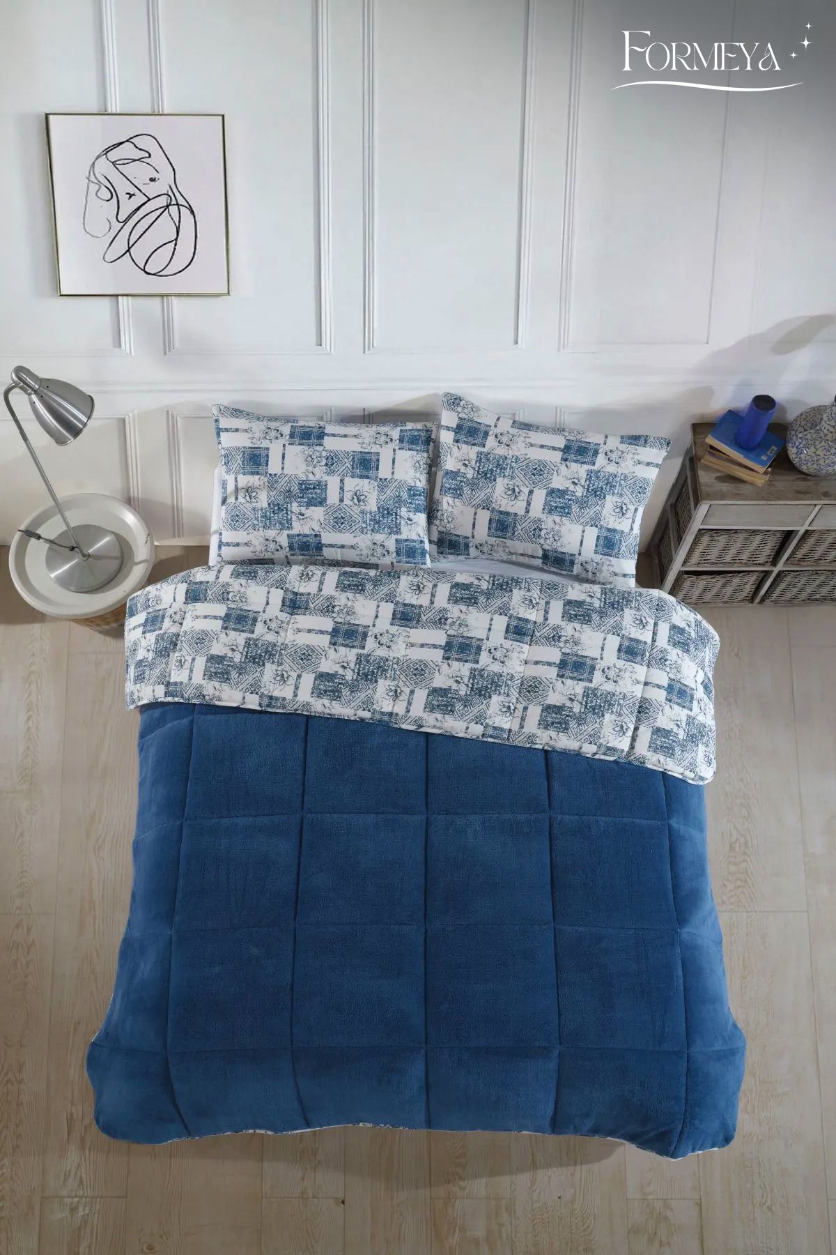 Formeya-King Size Luxus Wellsoft Bettdecke Doppelseitiger Kissenbezug 215x235 cm Bettdecke + Kissenbezug Set 4