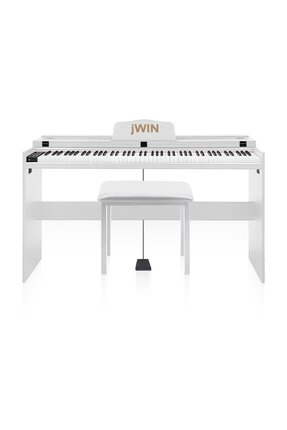 JWIN SDP-92 Tuş Hassasiyetli 88 Tuşlu Kapaklı Dijital Piyano + Tabure - Beyaz