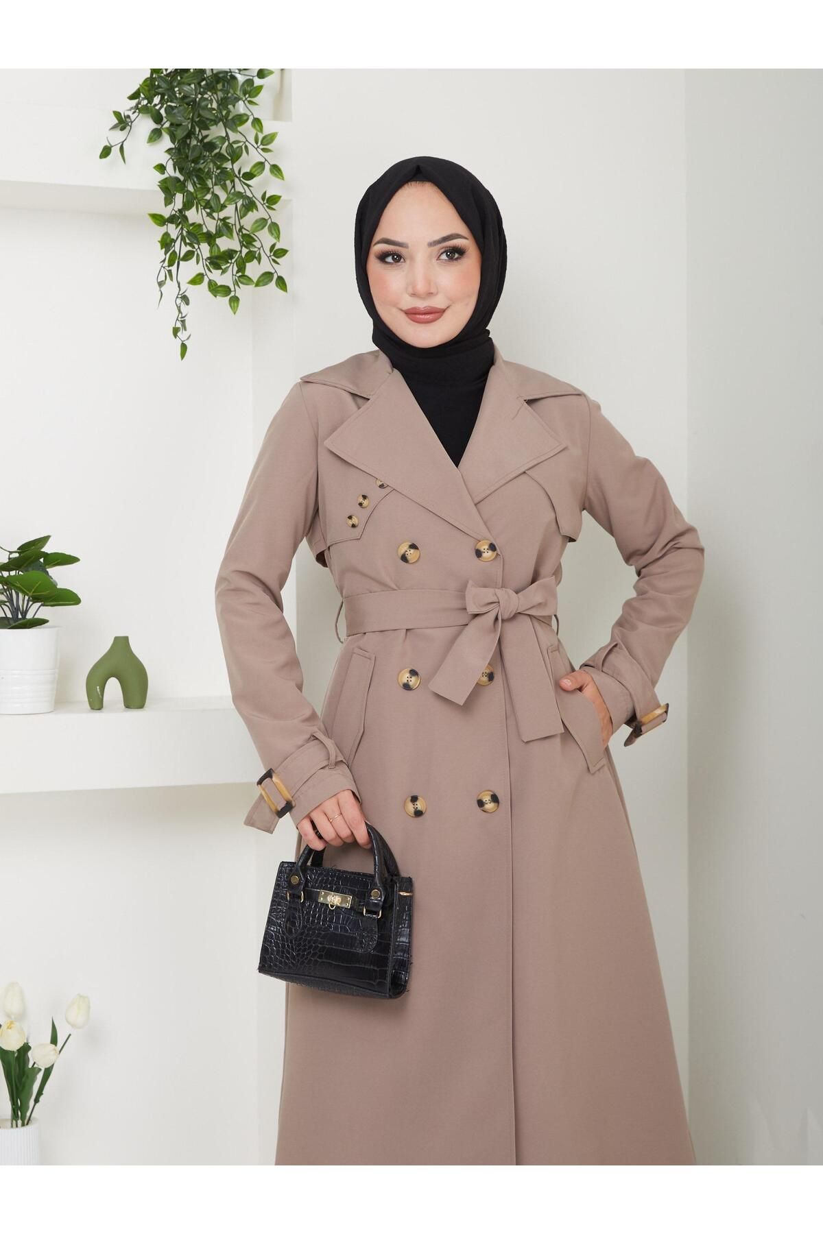 ELBİSHE-Trench Coat with Back Chain Detail 1