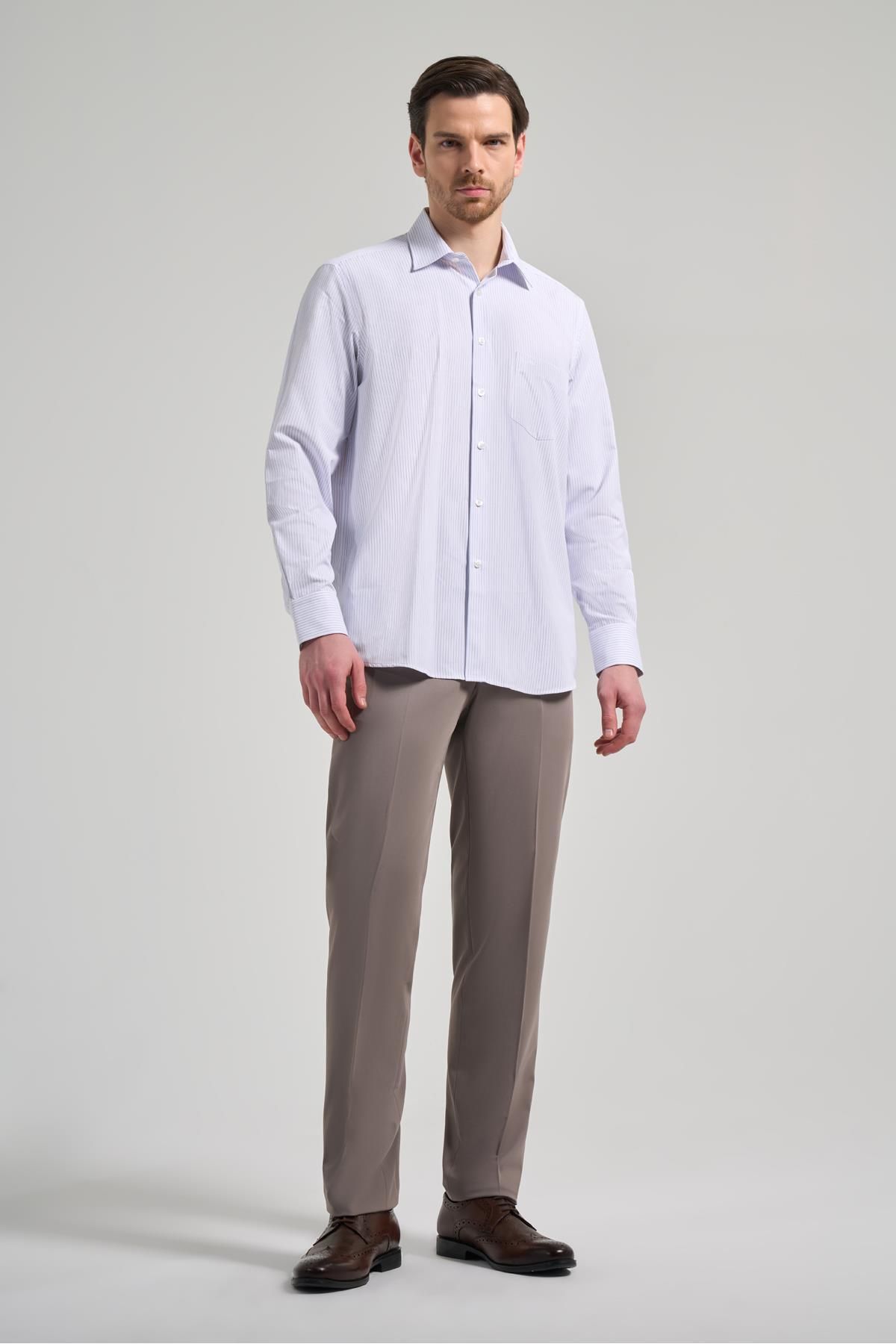 İmza-Cotton Classic Comfort Fit Shirt - Long Sleeve, Stripe Pattern, Cloth Feet, Hard Neck, Pocket 1004250172 3