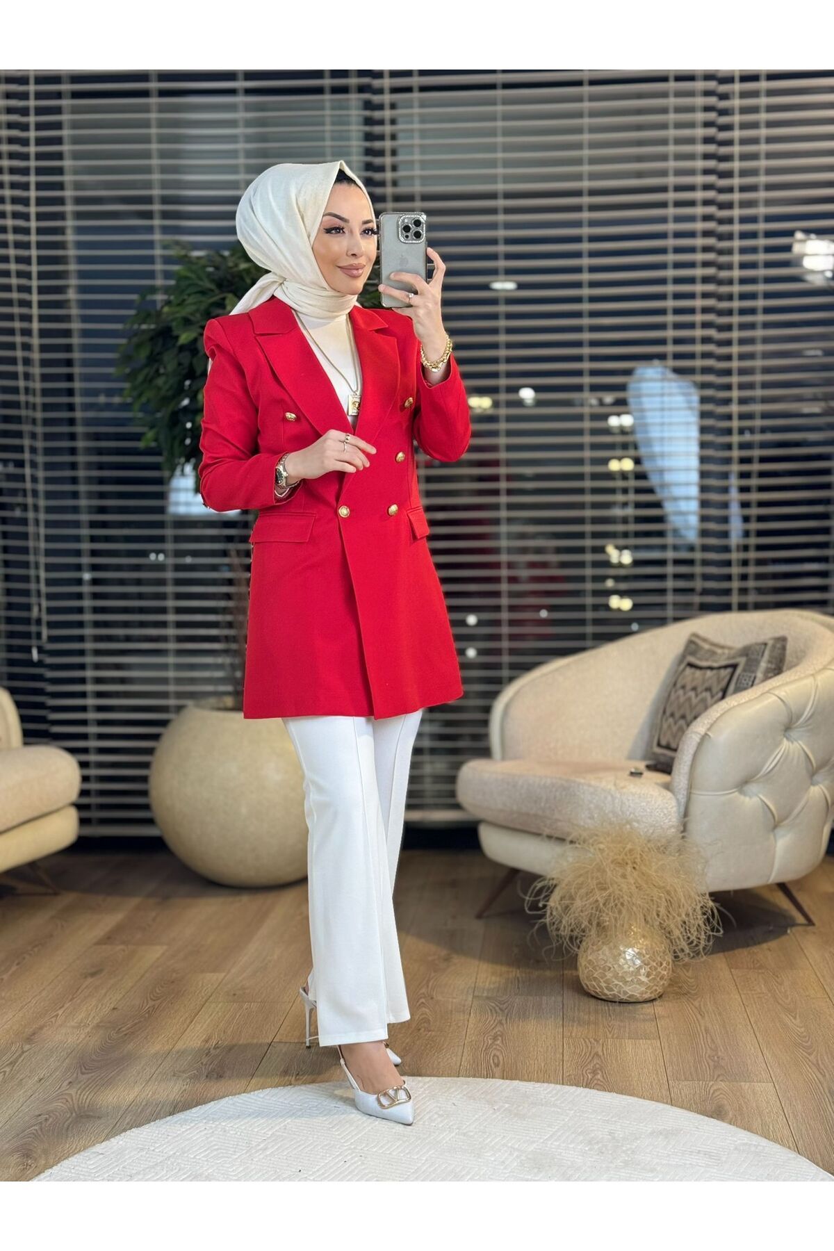 ALANURMODA-Modest Jacket - Red - Blazers 2