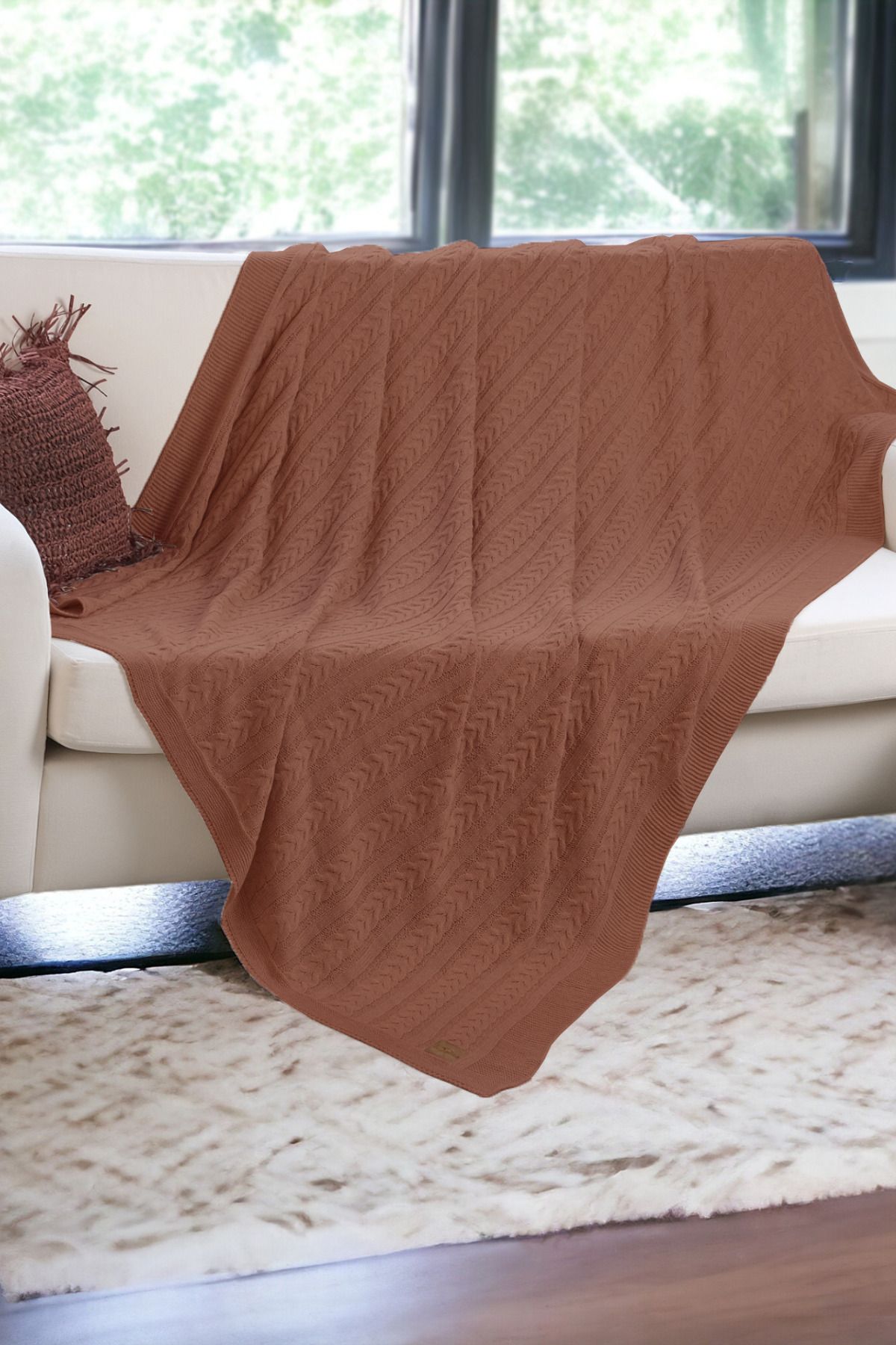 DALİSA-Mathilda Knitted Soft Sofa Shawl, Lightweight Tv Blanket for Home Use 1