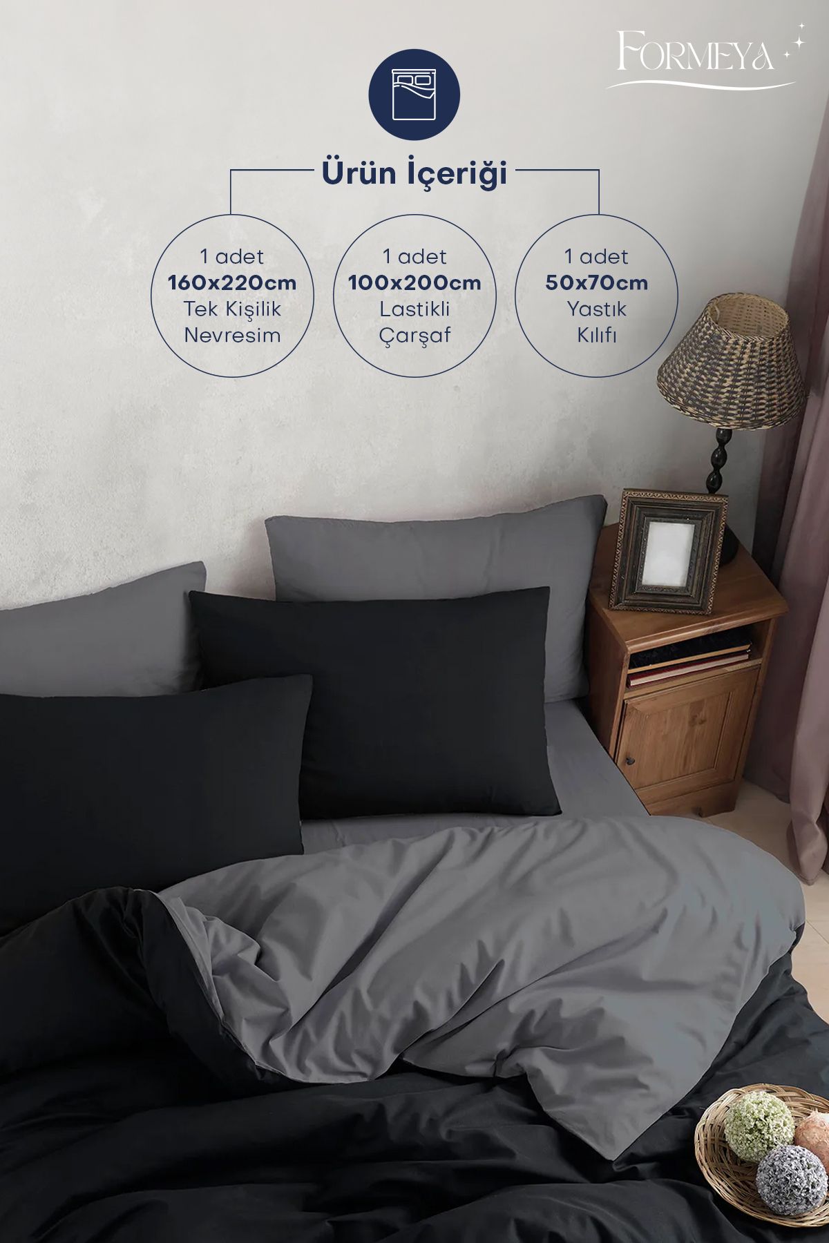 Formeya-Elastisches Bettbezug-Set für Einzelbett – 1 Kissenbezug 3