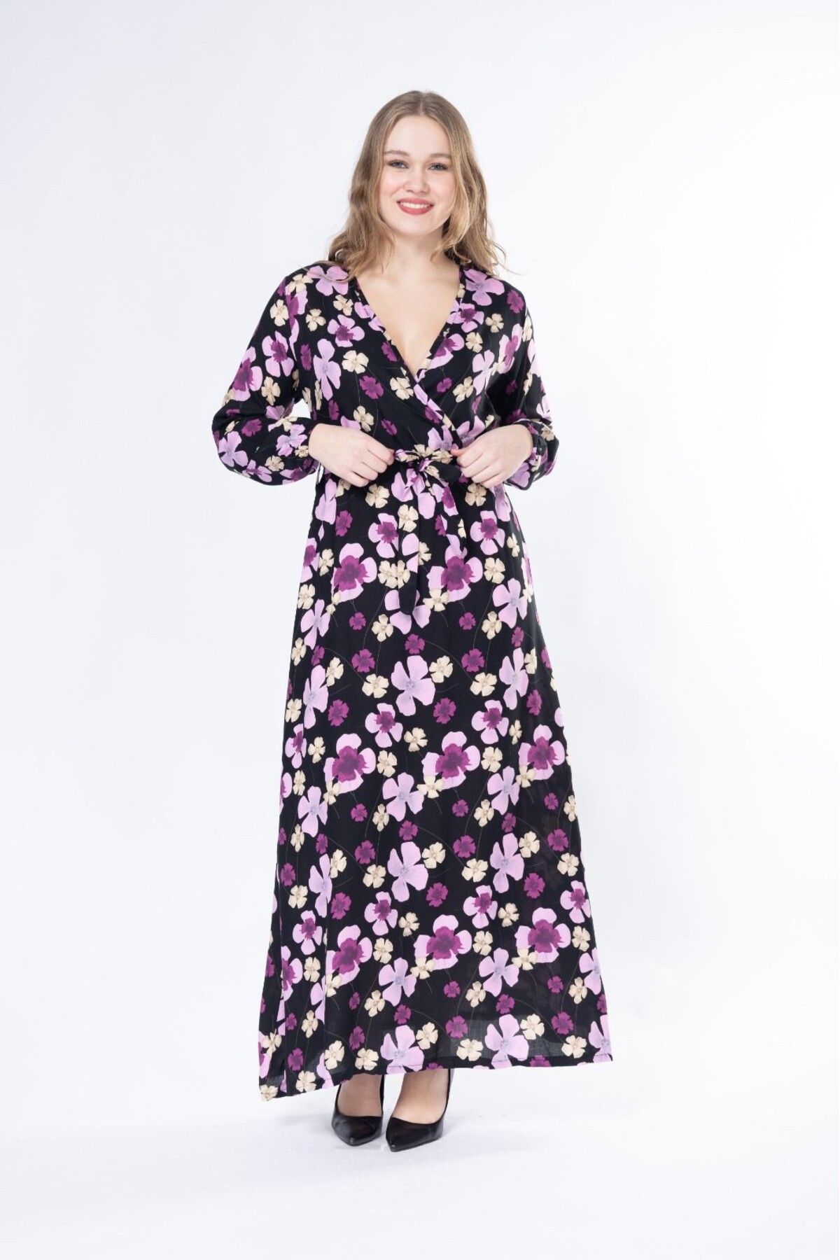mervemoda-Summer Woven Long Sleeve Long Dress 6