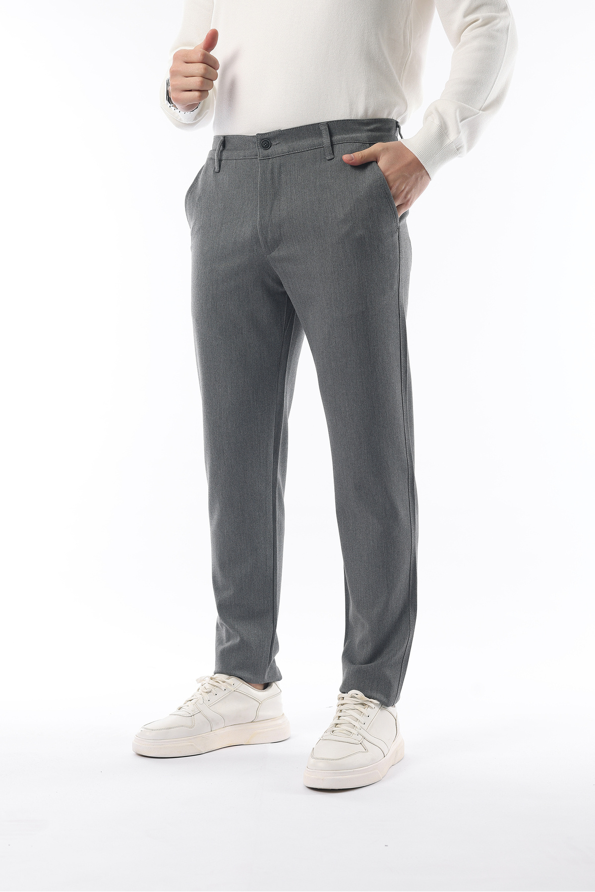 İDS COLLECTİON-Zimné sivé nohavice Slim Fit z lycry 4