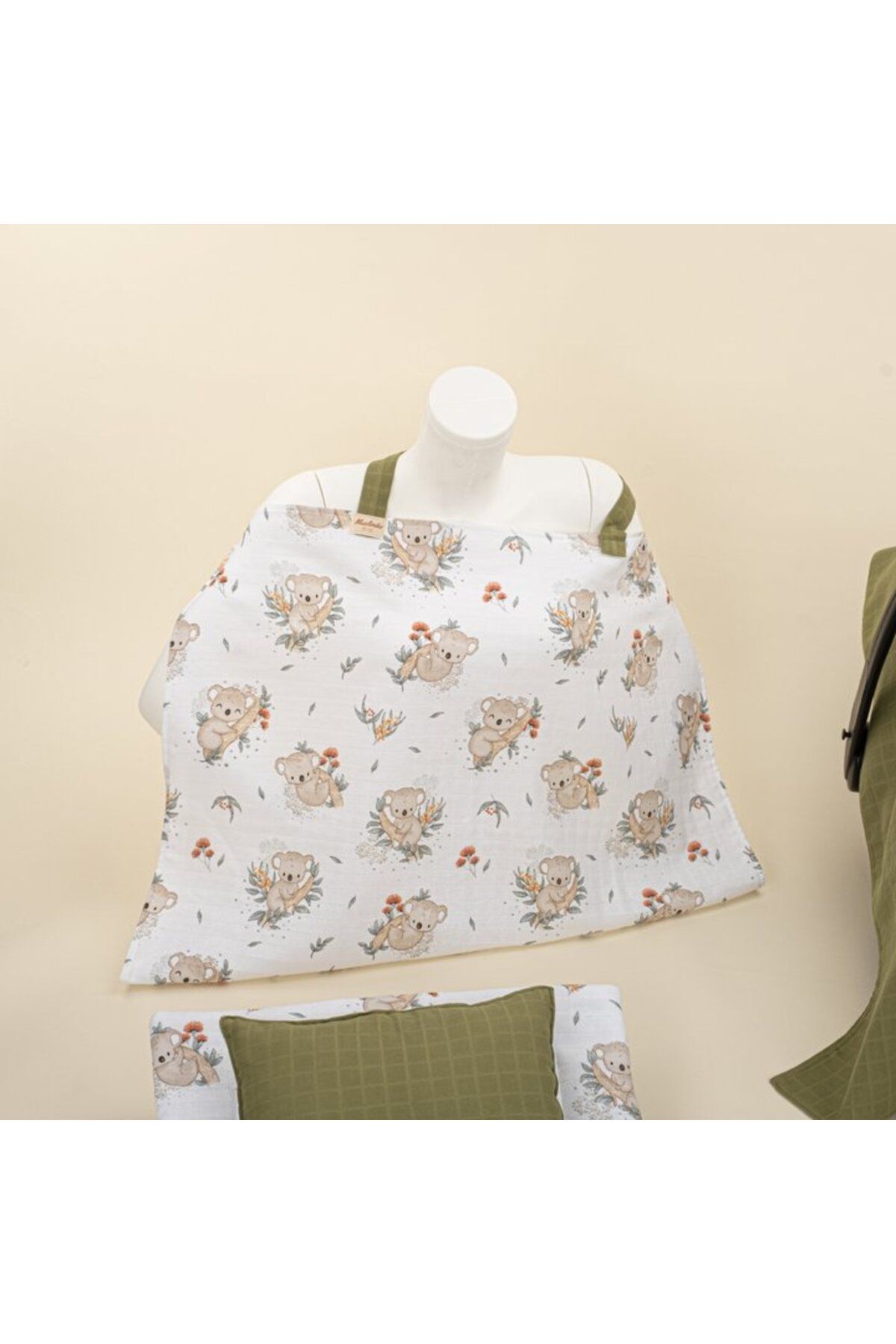 Yunikobaby-18 Pieces Full Set - Double Sided - Dark Pistachio Green Muslin Koala 7