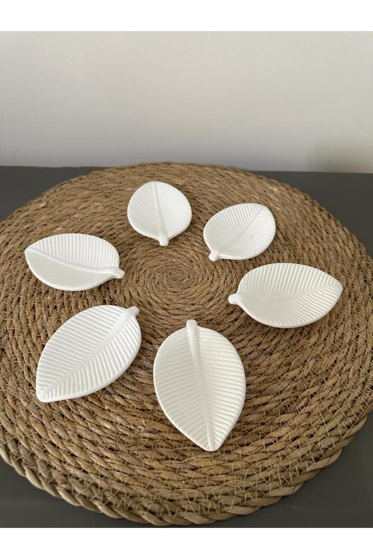 PULCA SHOP El Yapımı Kahve Yanı Yaprak Tasarımlı Sunumluk Lokumluk Dekoratif Obje Drajelik Set
