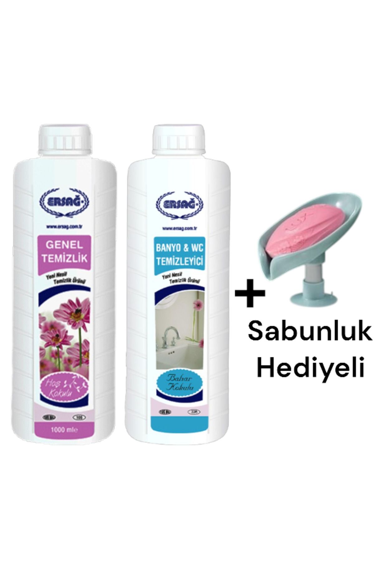 Ersağ Genel Temizlik 1000 ML - Bahar Kokulu Banyo Wc Temizleyici 1000 ml + ( Sabunluk Hediye'li ) 105- 89