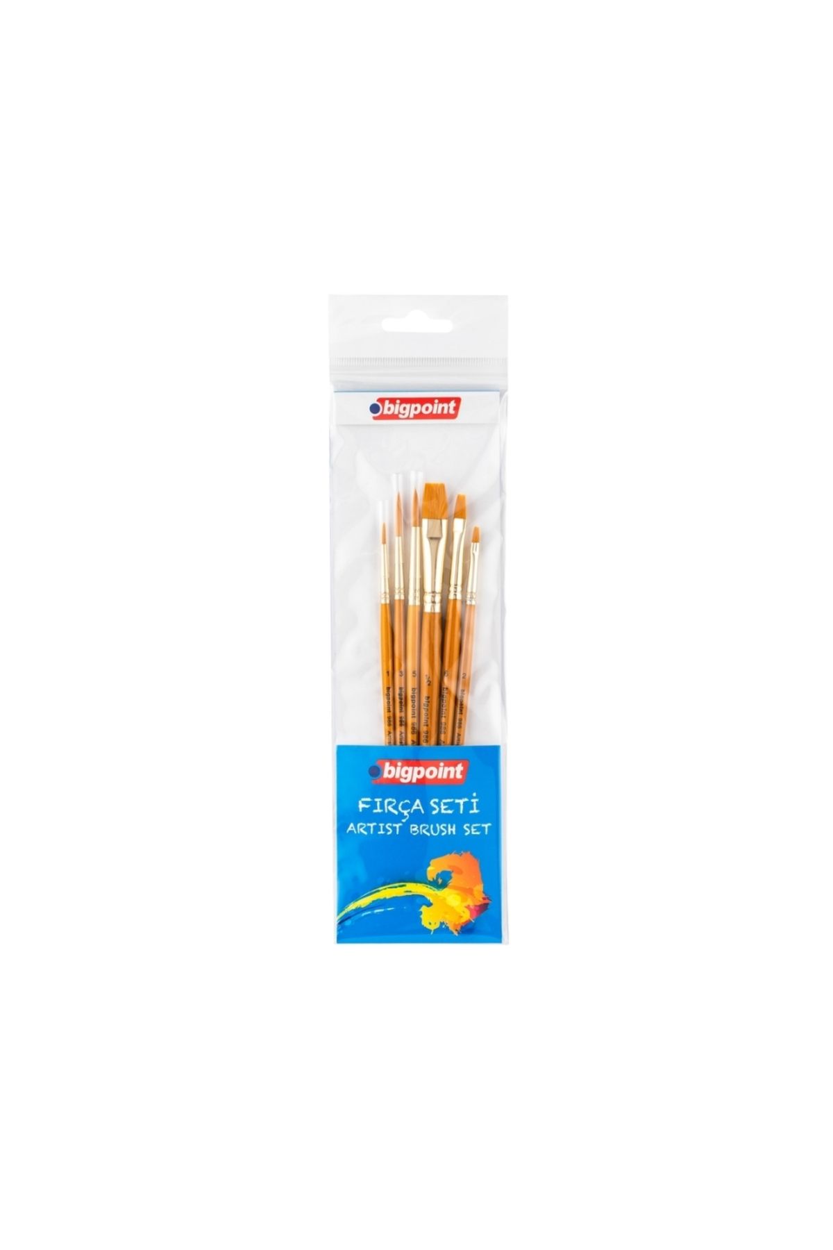 Bigpoint-986 Series - Set of 6 Synthetic Bristle Brushes with Round and Cut Tip 1