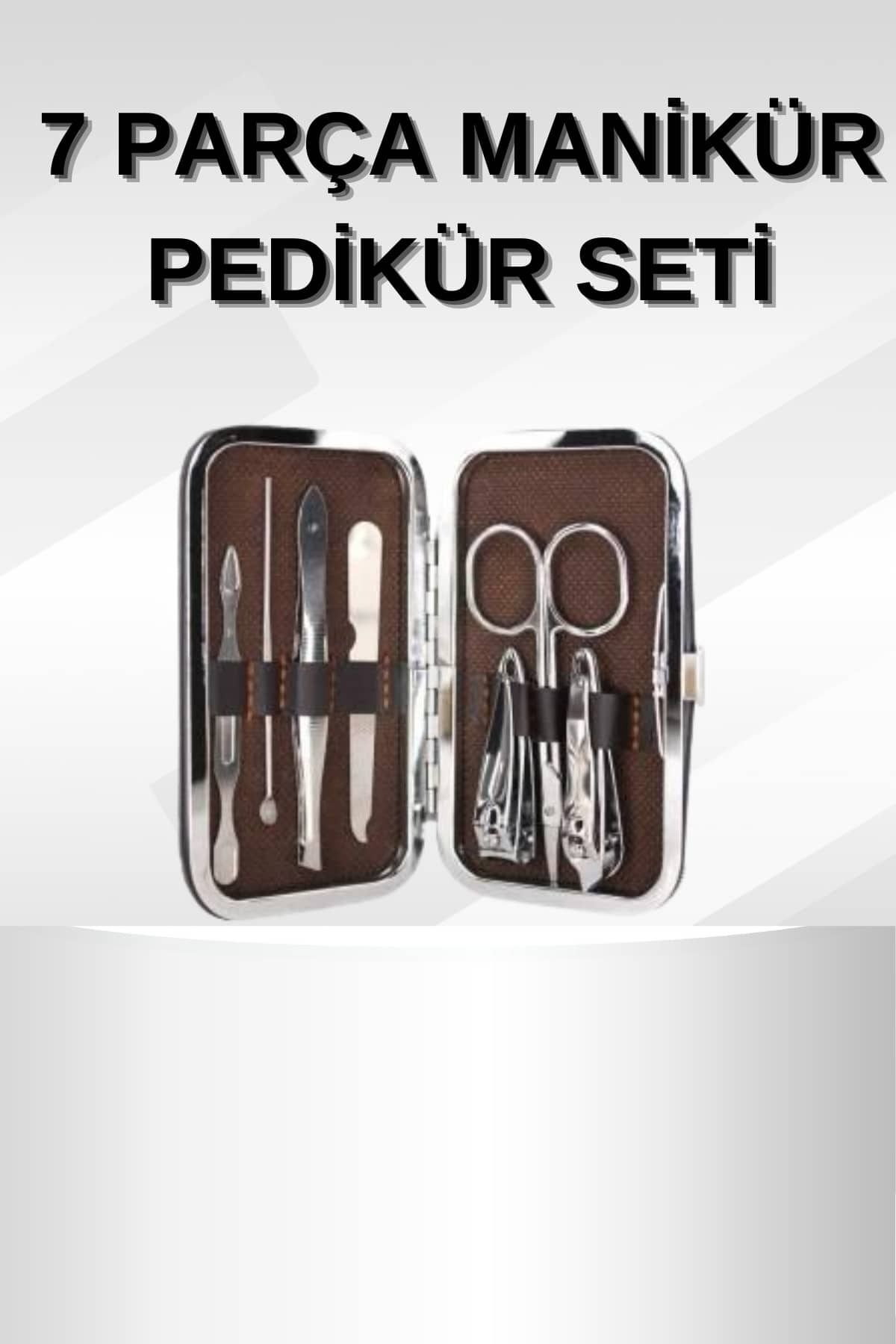 ASTRALTECH Manikür Pedikür Seti 7 Parça Tırnak Makası Kaş Makası Cımbız Çantalı