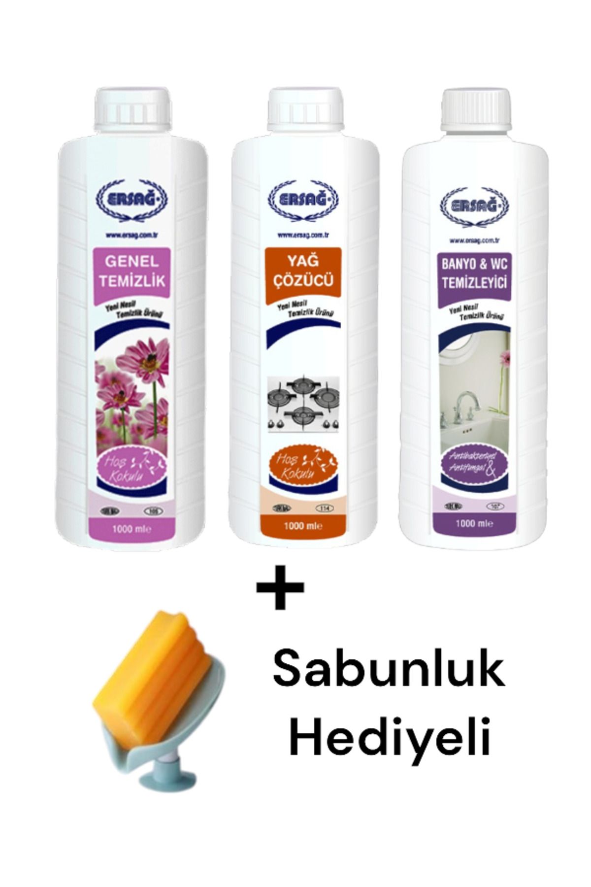 Ersağ Genel Temizlik - Yağ Çözücü - Banyo Wc Temizleyici + ( Sabunluk ) 105- 122