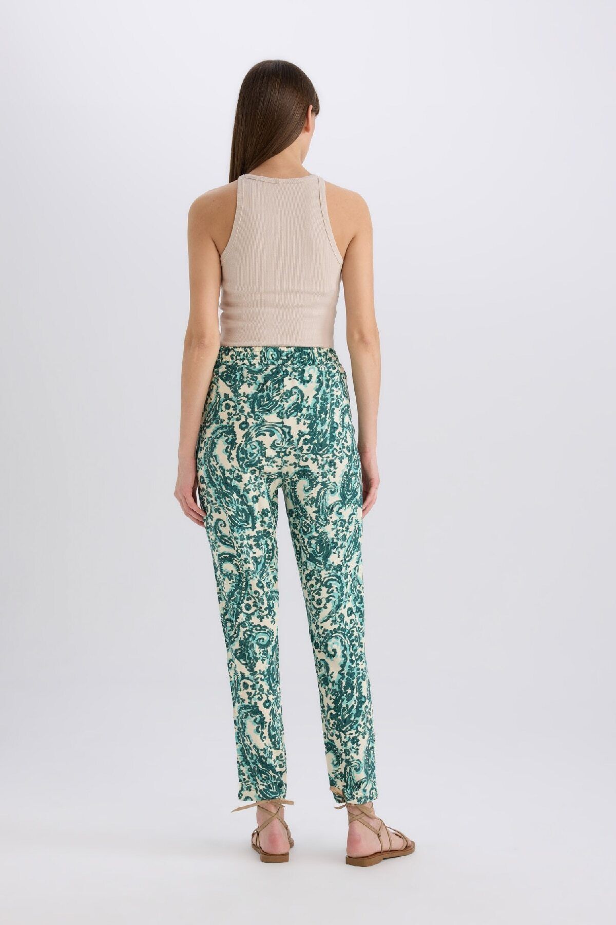 DeFacto-Harem Patterned Viscose Fabric Trousers, High Waist İ3709Az25Sm 6