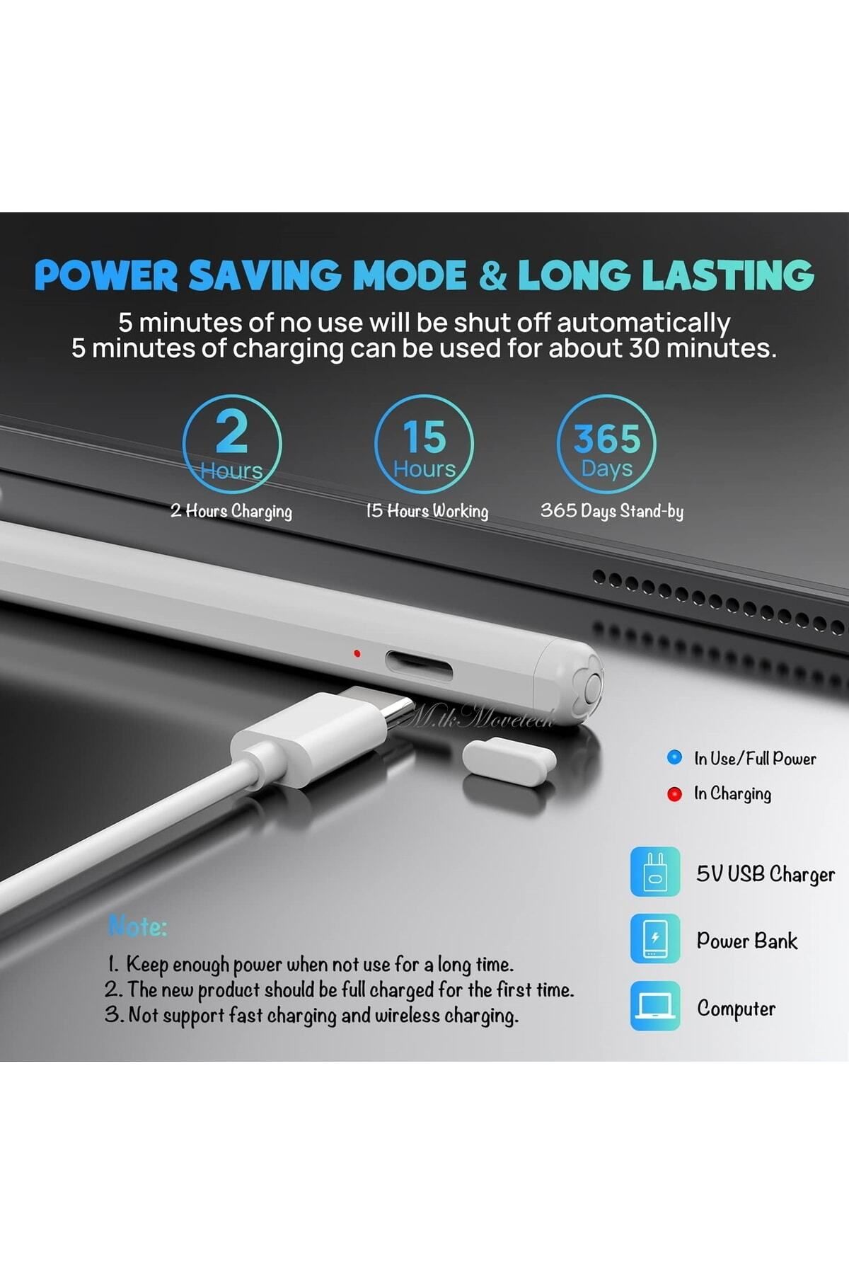 m.tk moveteck-iPad 11. Generation 2025 Compatible Dynamic Active Touch Pen 5