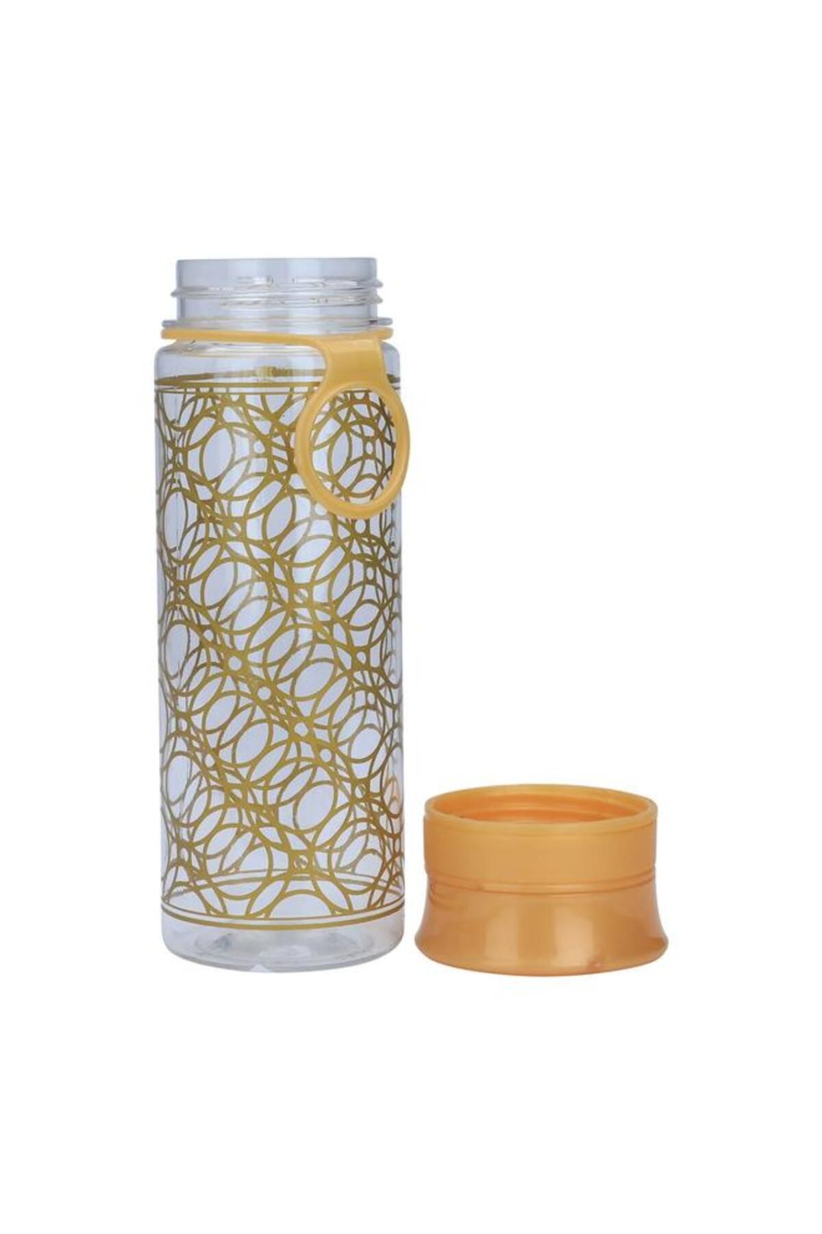 ALSAIF-Plastic Bottle 400 Ml Patterned With Golden Circles Clear 3