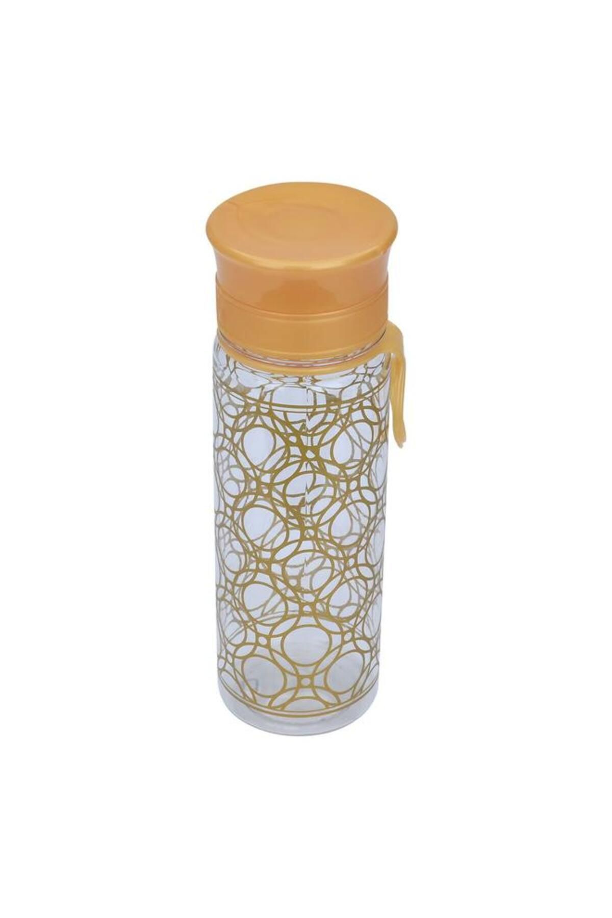 ALSAIF-Plastic Bottle 400 Ml Patterned With Golden Circles Clear 2
