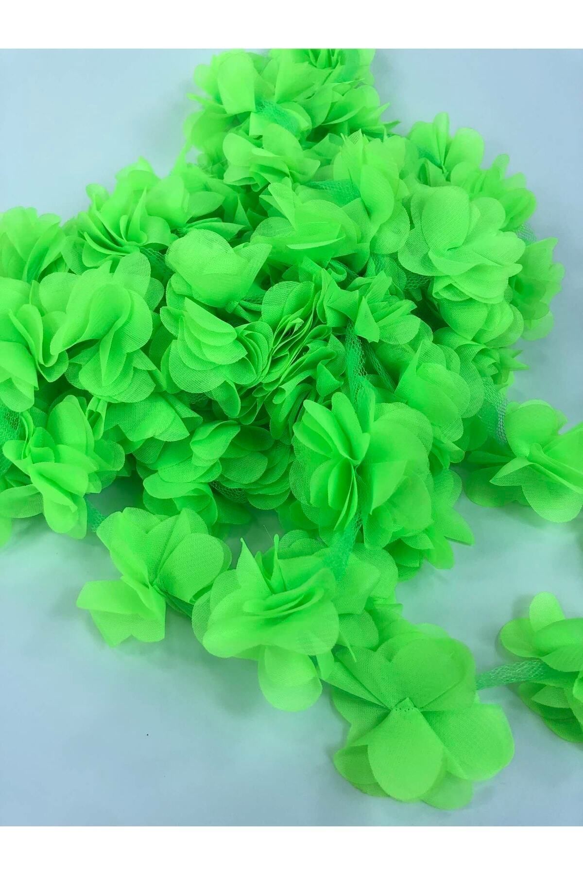 Hobigram Neon Yeşil Lazer Gül Lazer Kesim Gül Süsleme Paketleme Malzemesi 120 Adet Organze