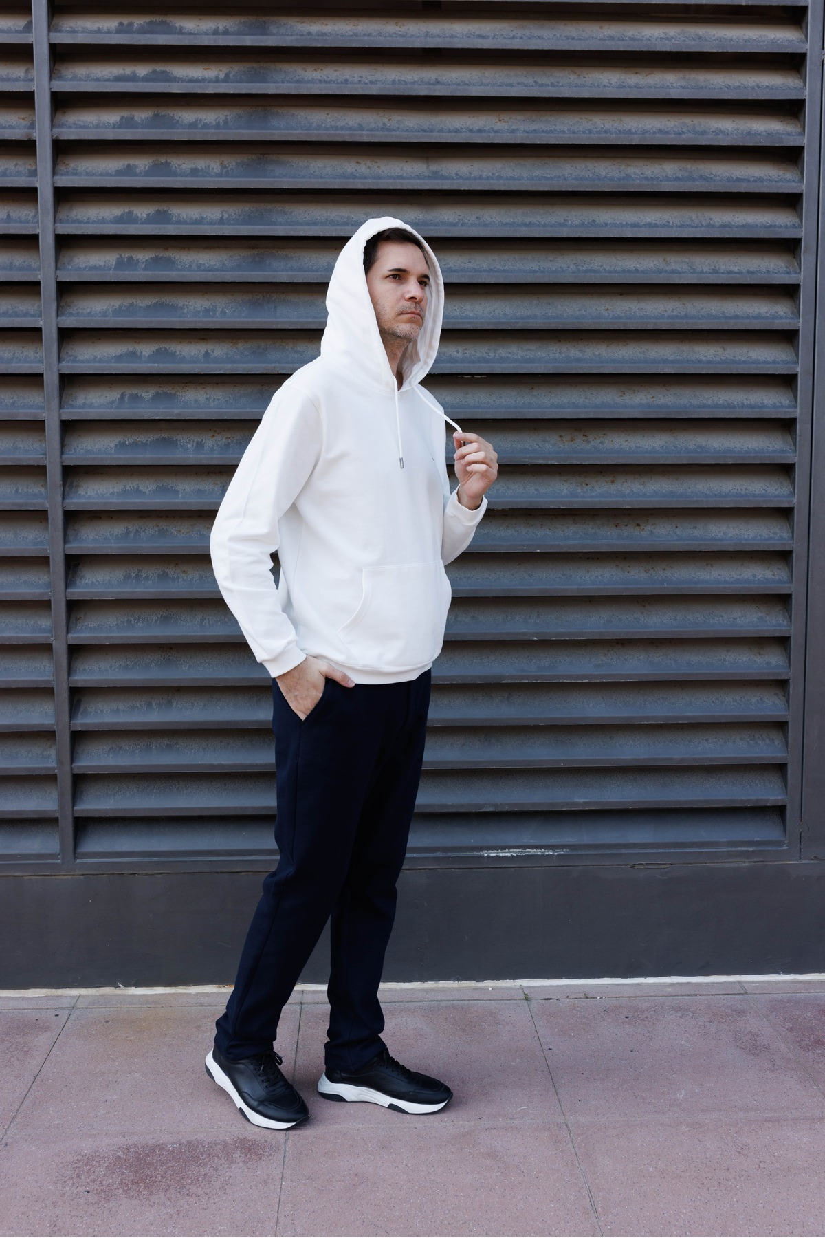Premium Kapişonlu Sweatshirt Beyaz %100 Pamuk — سفید accw-pre-kaps-byz-0001 — تصویر 4 از 5