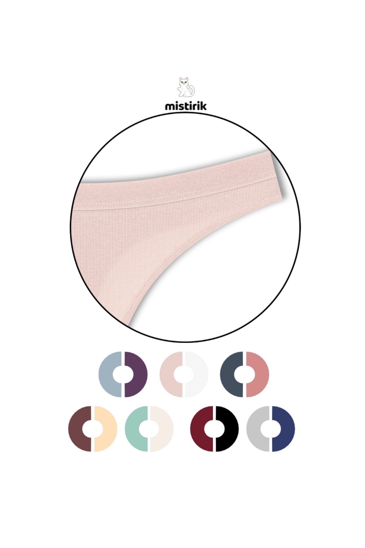MİSTİRİK-Paulo Model Corded String Cotton Thong Flexible Model Light Pink Color 3