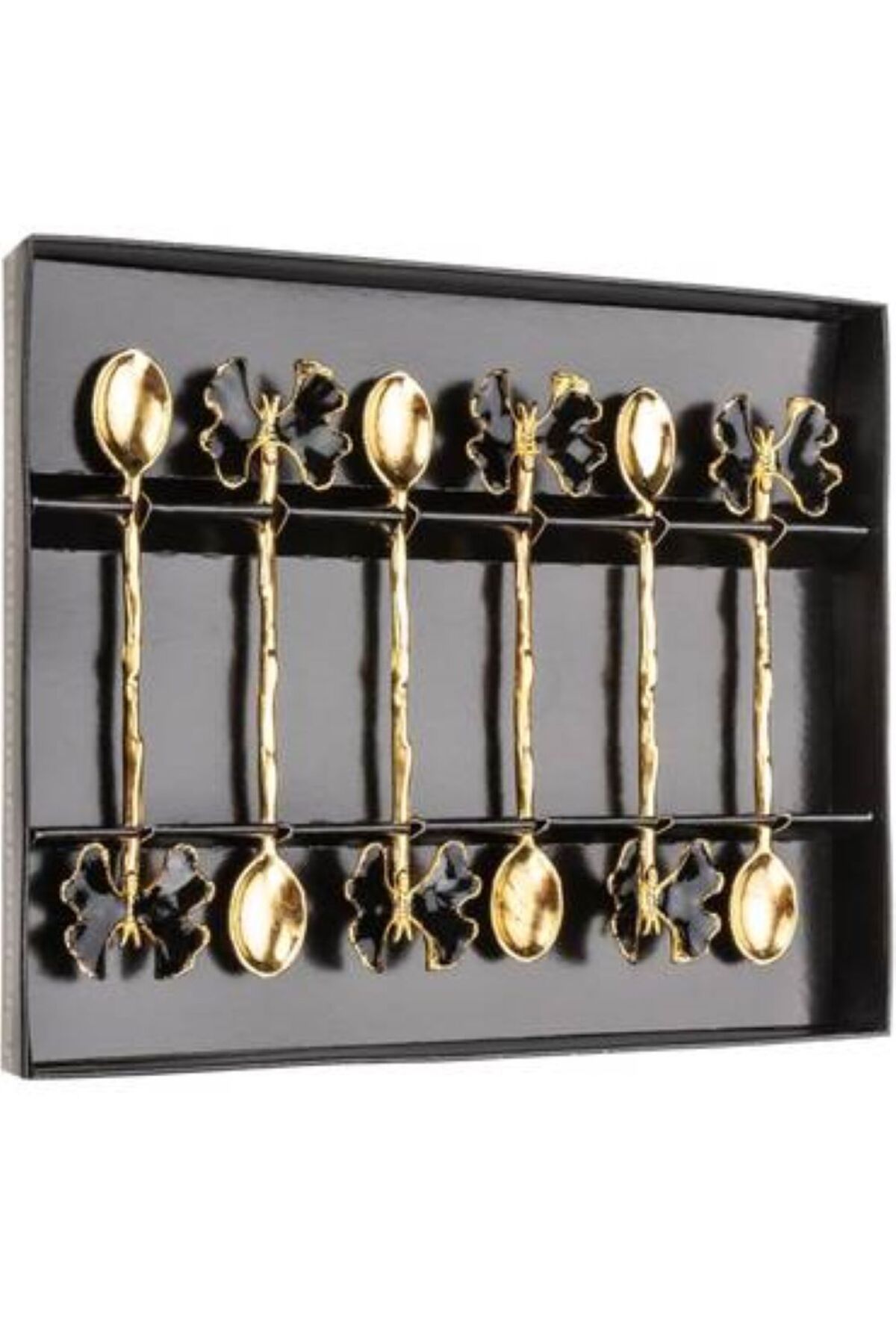 Generica-Set of 6 small butterfly spoons, black, made in Turkey 5