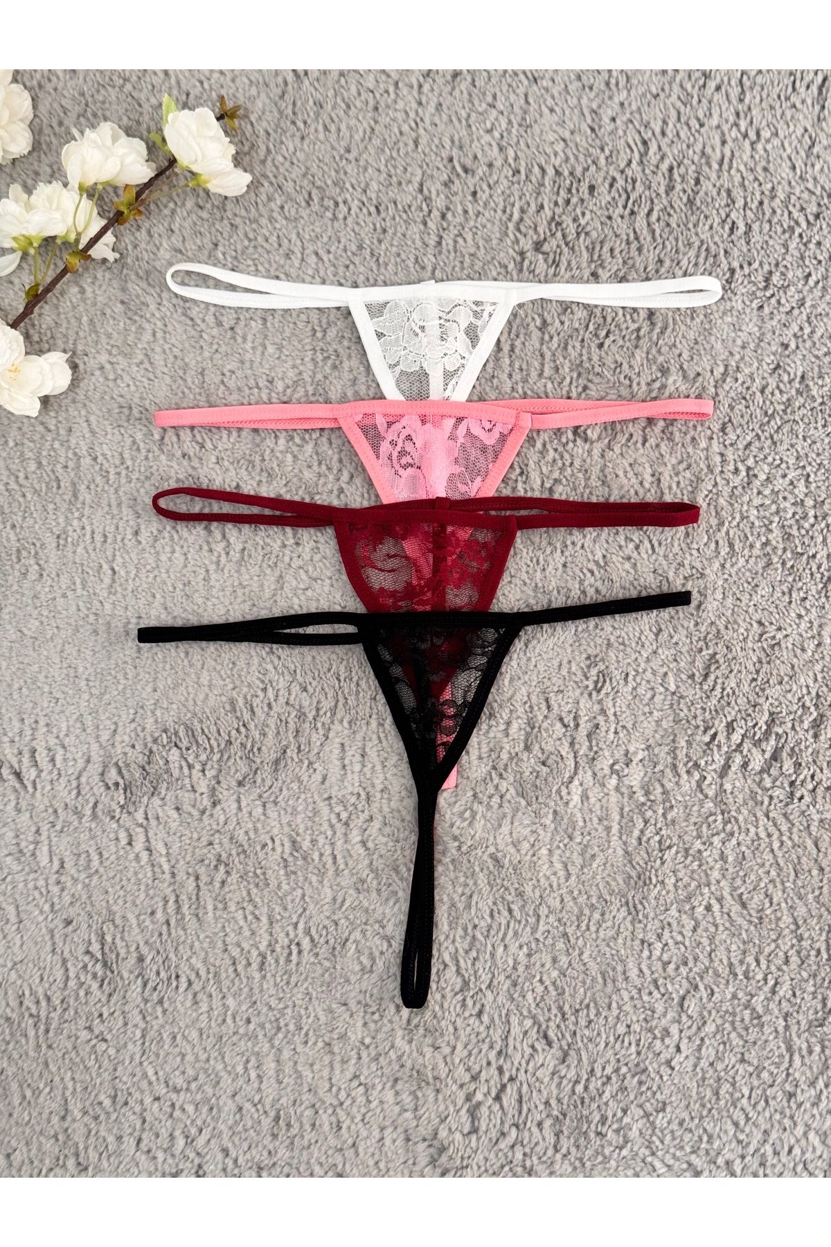 Kadın 4 Lü Paket Dantelli Seksi String Tanga