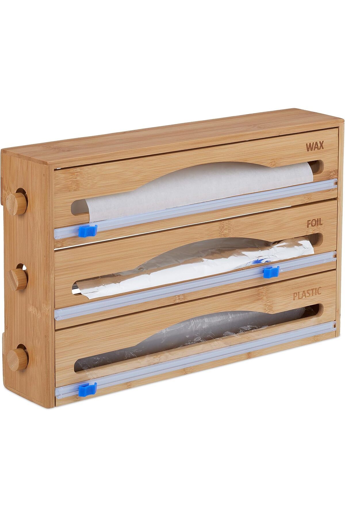 Vadi-3 Compartment Bamboo Cling Film and Foil Organizer Box 6