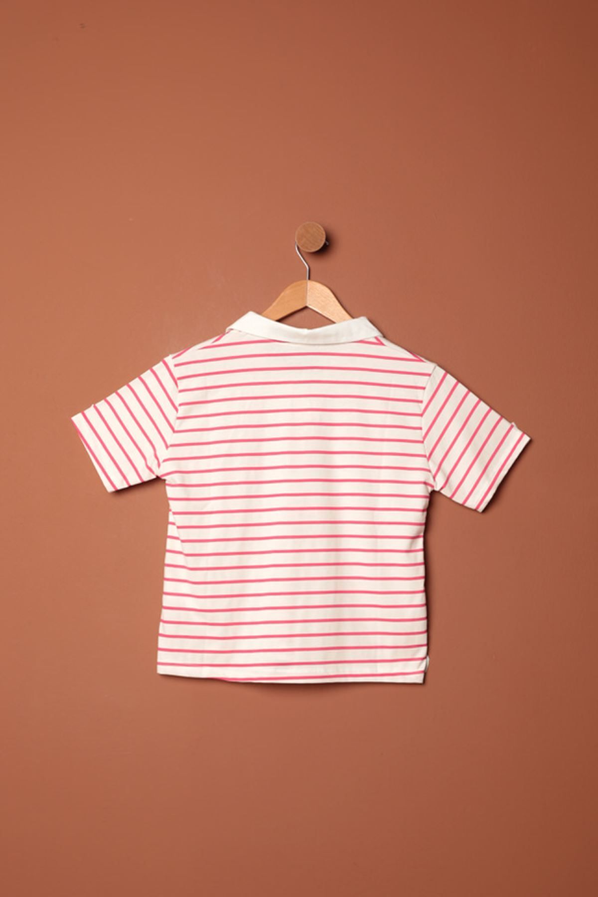 Moka Shopin-Mokashopin Single Jersey Fabric Striped Women's T-Shirt-Fuchsia 3