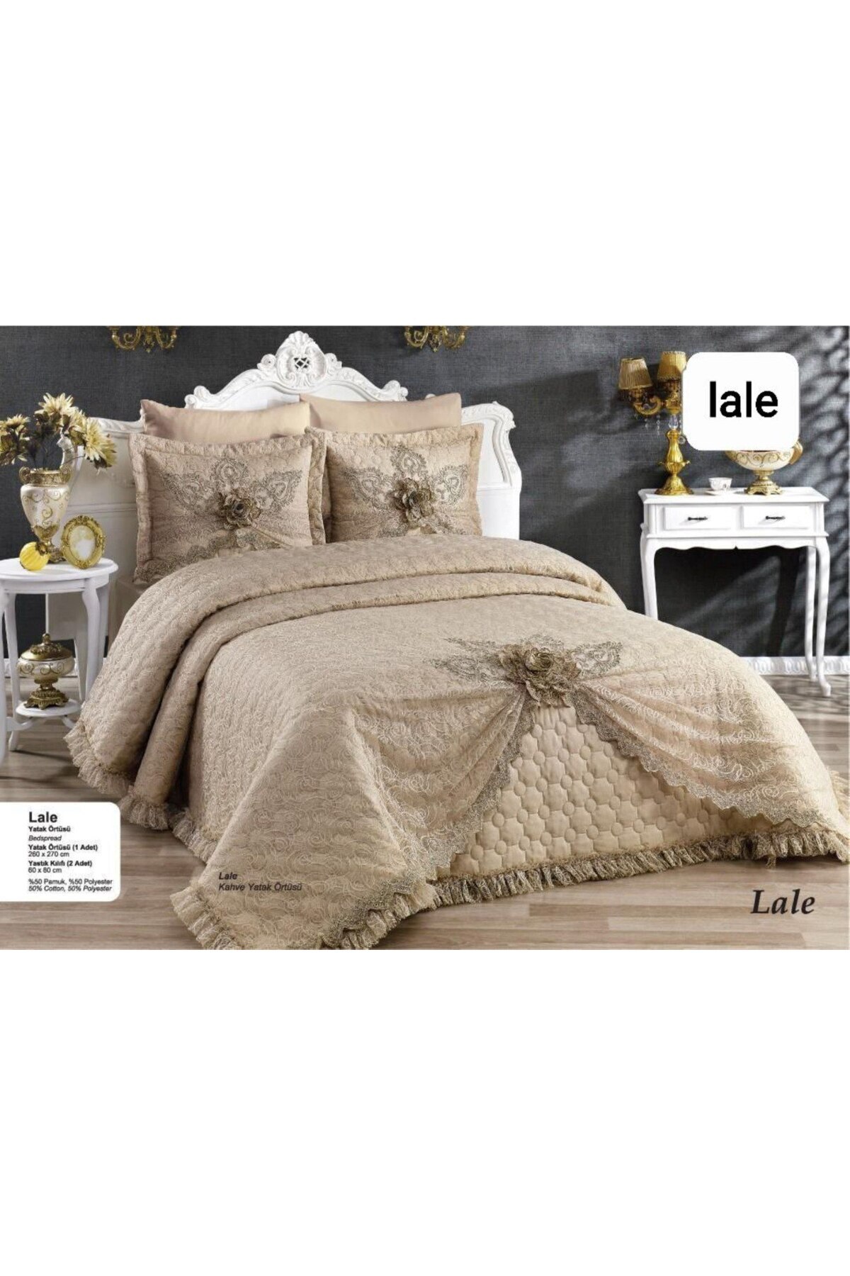 ZADA HOME-Bedspread - Dowry & Lace Quilted Double { Set of 3 Pieces } 1