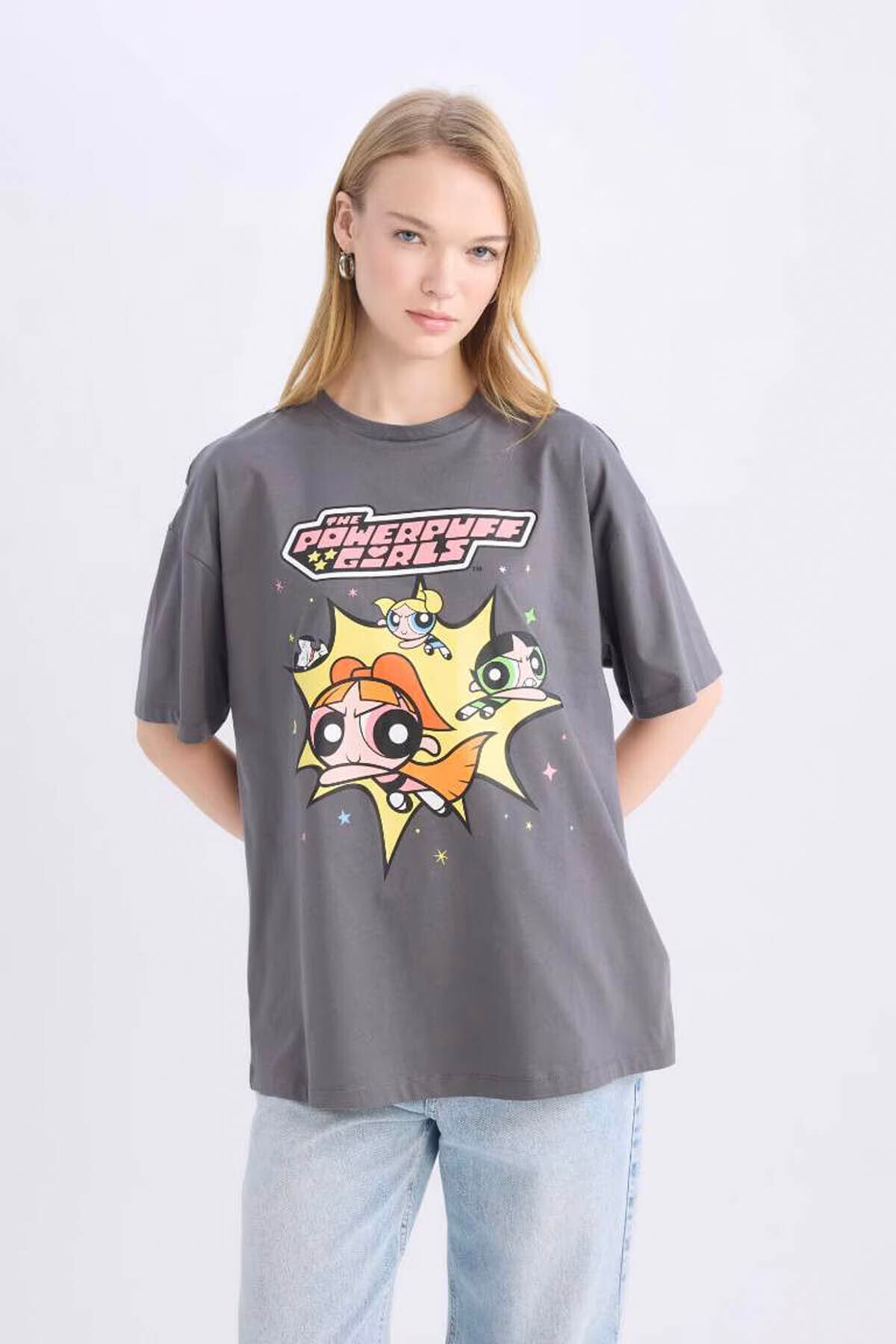 Coool PowerPuff Girls Oversize Women's Anthracite T-Shirt D9111AX/AR58