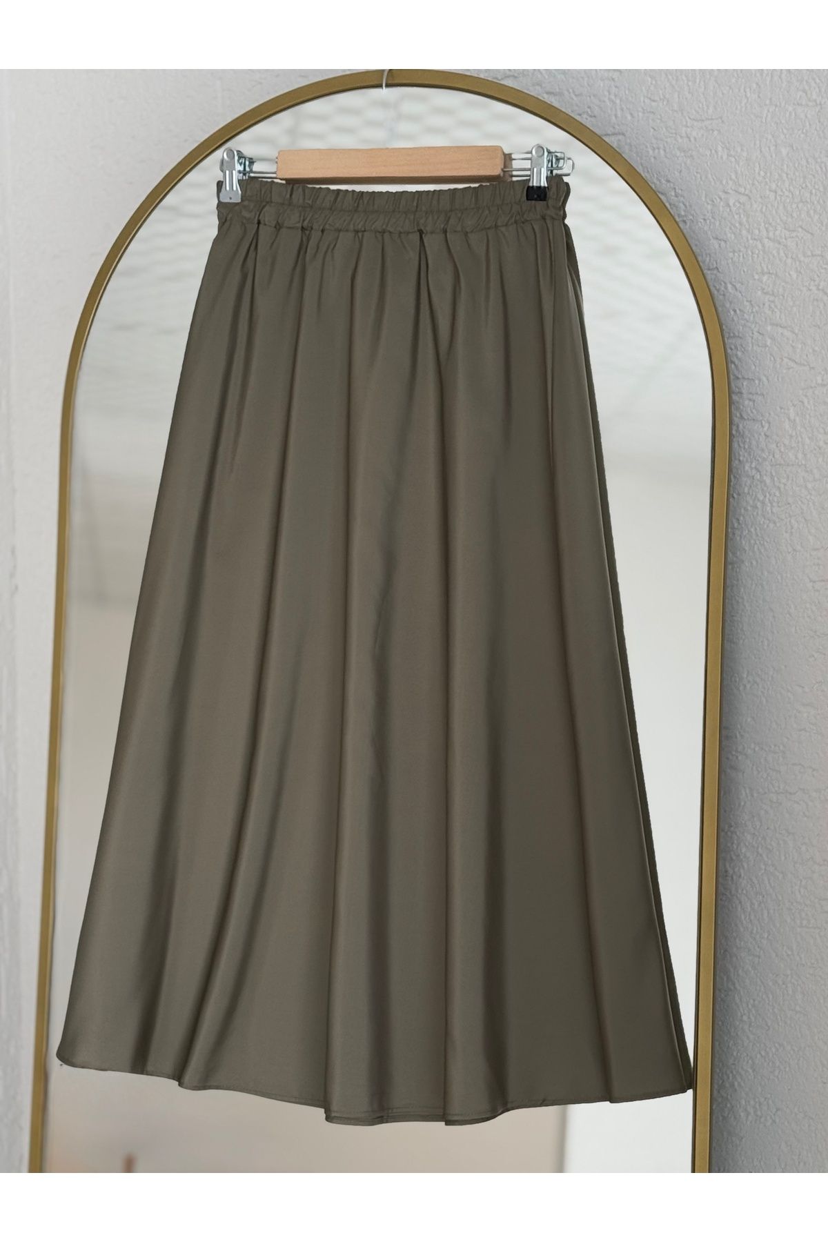 Ebrar Store-Khaki Micro Skirt - Wormwood Waist Rubber Detail, As03023 1