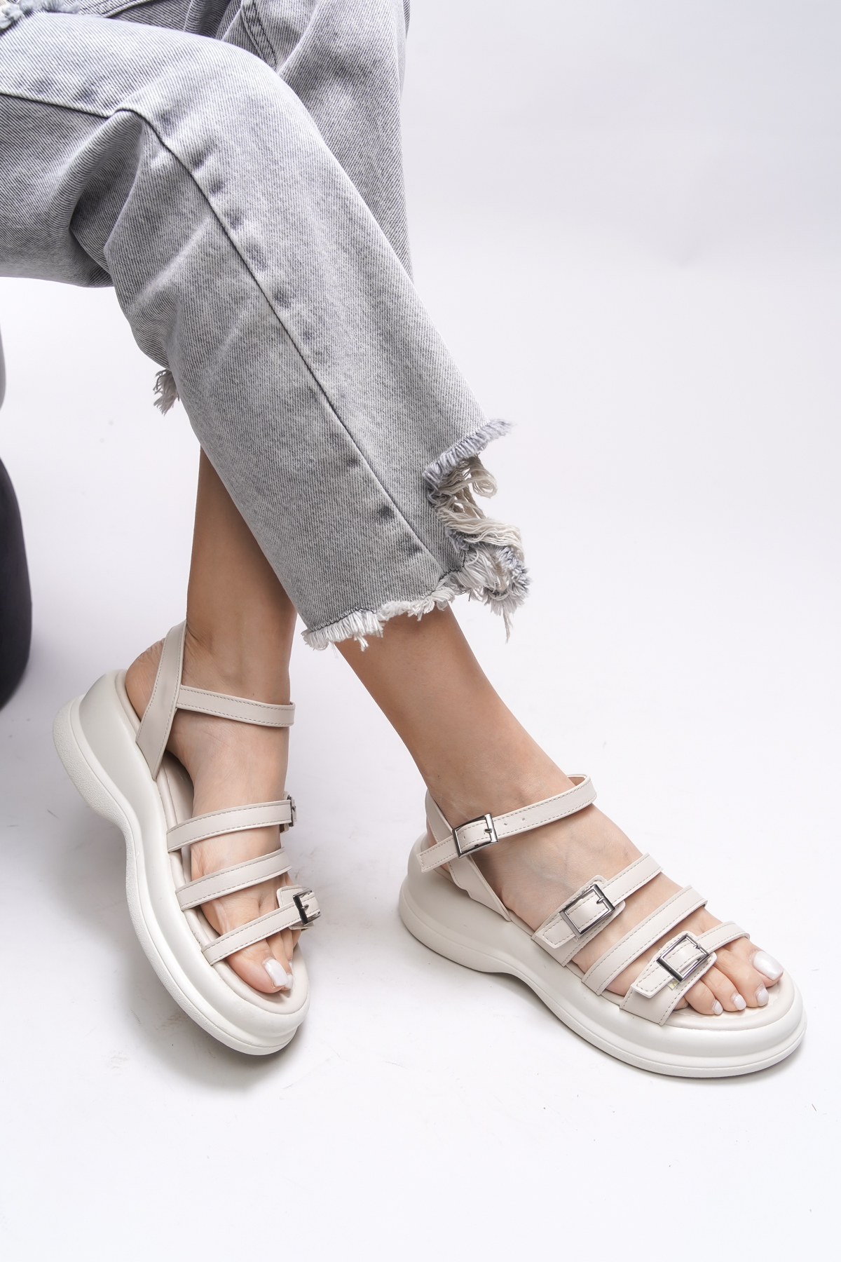 Riccon  Oselnath Kadın Sandalet 00121025 Bej - Görsel 2