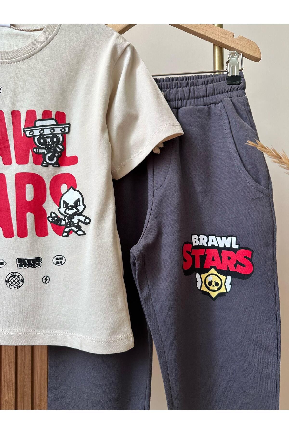 Magu-Brawl Stars Kids Tracksuit Set Dark T-Shirt and Sweatpants Bottom-Top Set 2