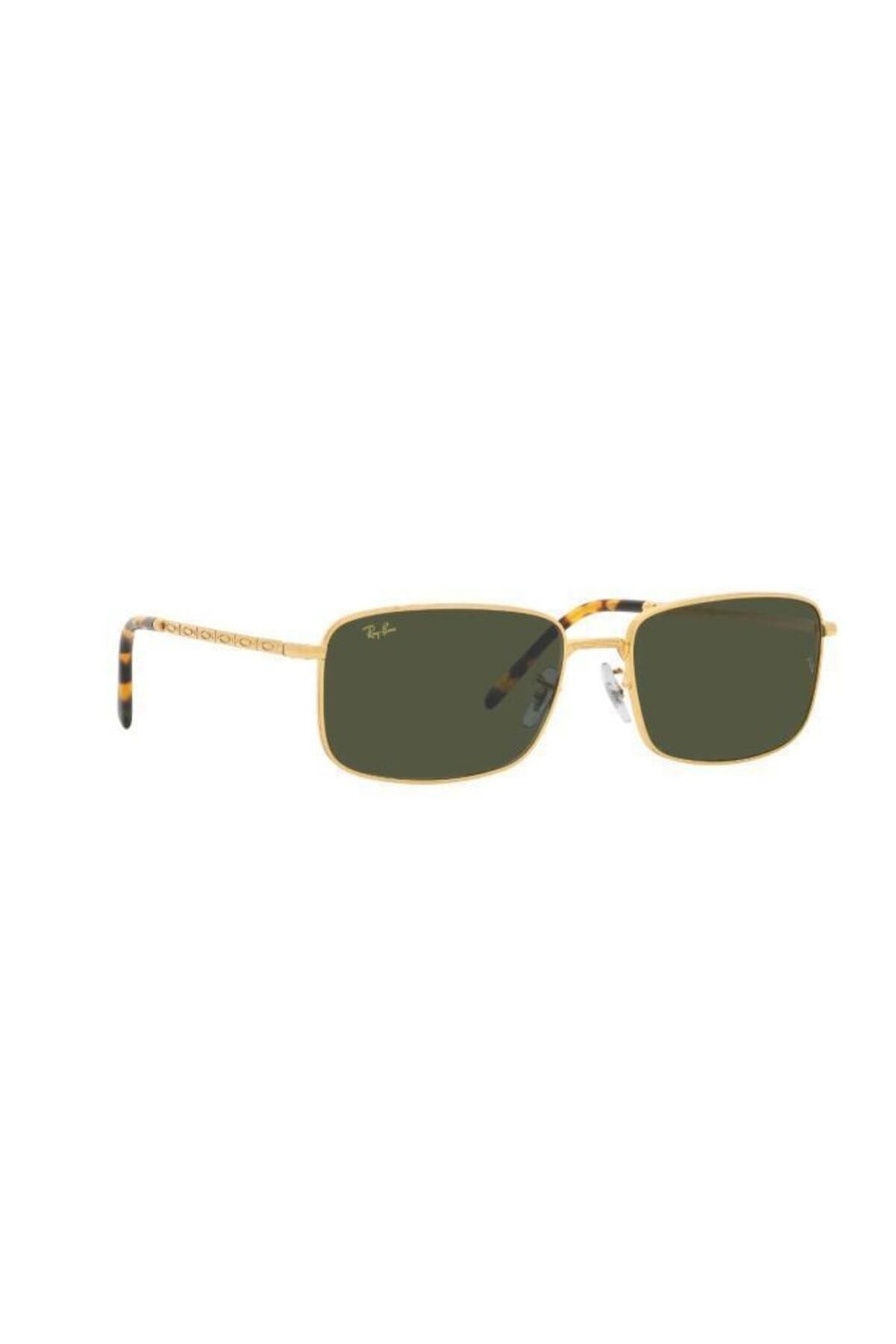 Ray-Ban-نظارة شمسية للجنسين مستطيلة معدنية باللون الذهبي موديل S؛ray Ban؛3717، 57، 9196، 31 3