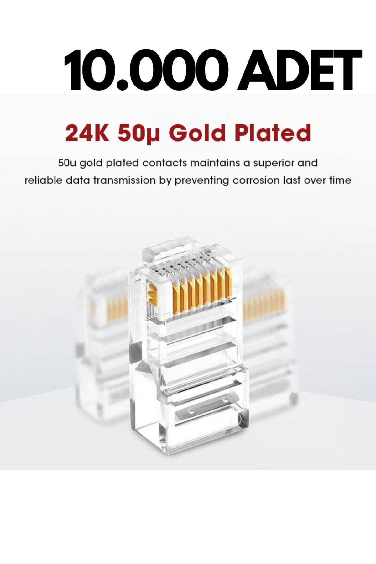 HQ SPEED 10,000 Adet Rj45 Ethernet Kablo Konnektörü – Cat5 / Cat6 Uyumlu Plug 8p8c