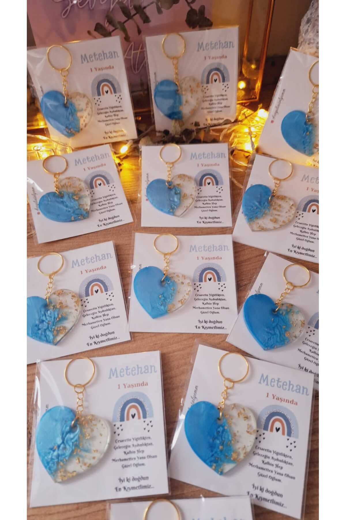 sevgiliatolyemm mutluluk getirmesi dileğiyle GÖKKUŞAĞI-KALPLİ ANAHTARLIK 10 ADET  BABYSHOWER DOĞUM GÜNÜ BEBEK HEDİYELİKLERİ fotoğrafı 4 (önizleme)