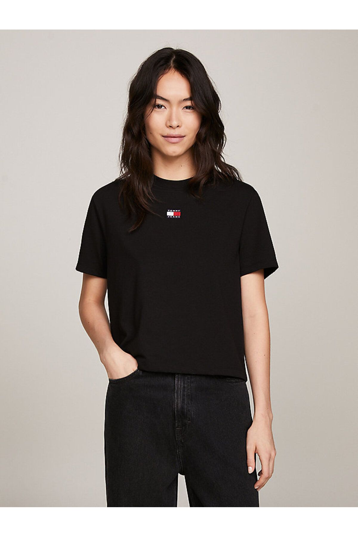Tommy Hilfiger-Tricou Tommy Jeans pentru damă, cu insignă cu formă box 1