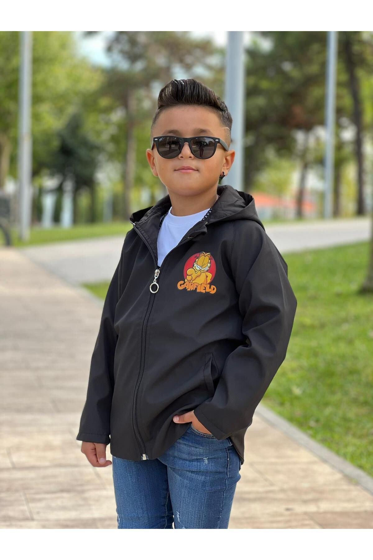 DUDOR KİDS-Boy's Waterproof and Windproof Black Trench Coat-Rain Coat-Windbreaker 1