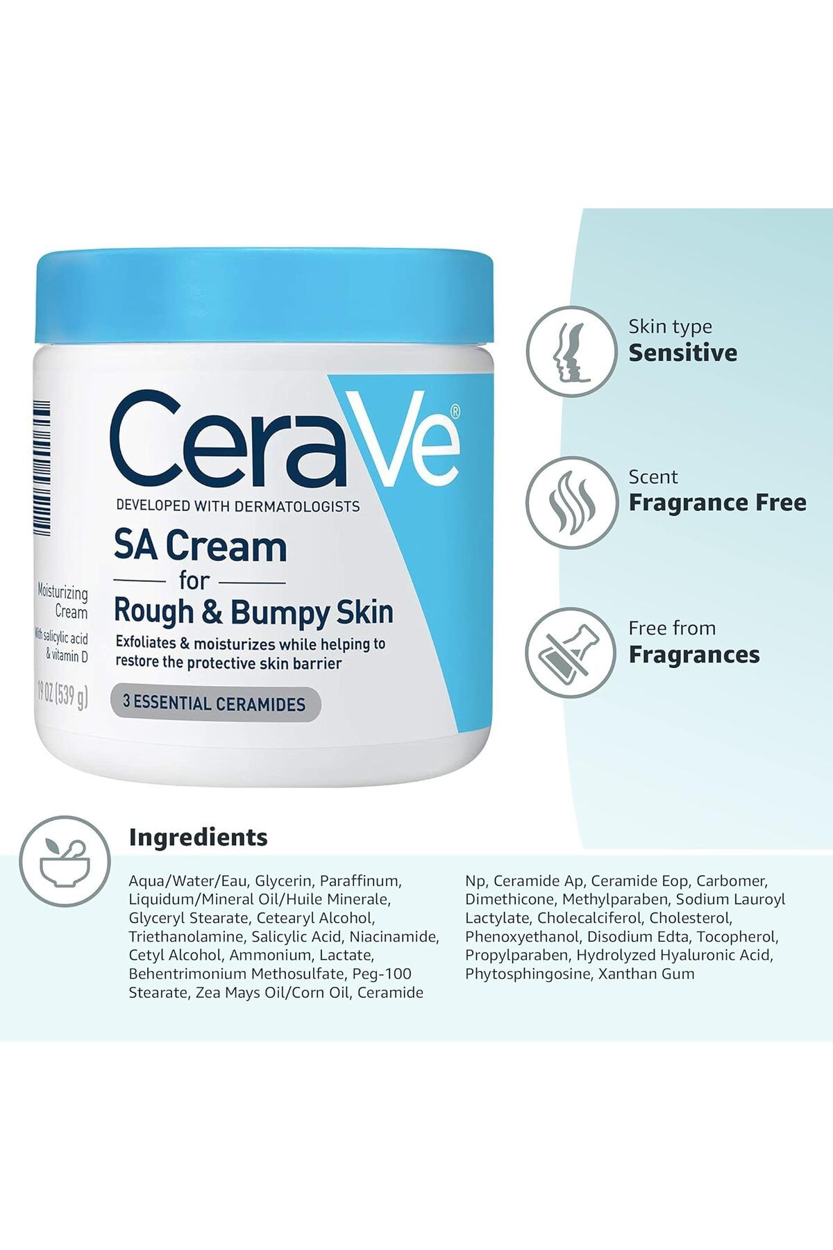 CeraVe-CeraVe SA Cream for Rough and Bumpy Skin 539g 2