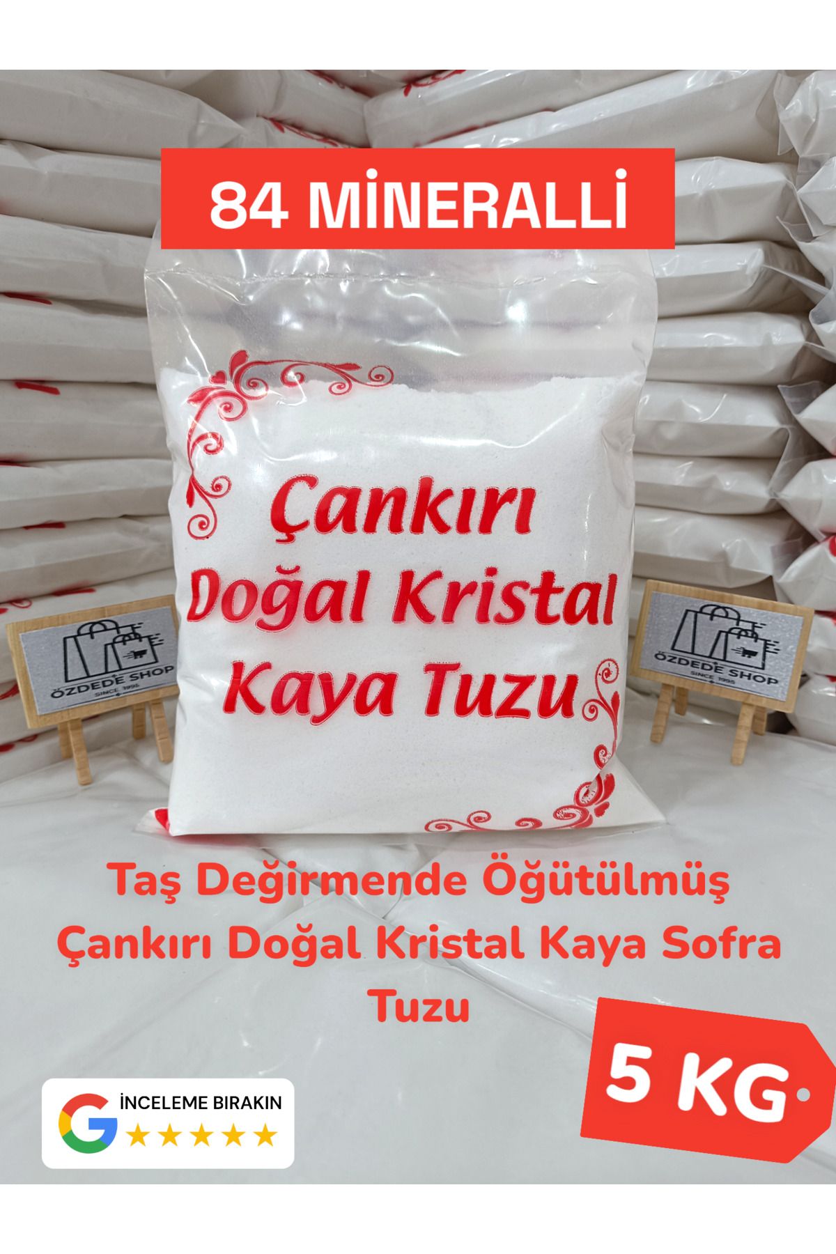 Özdede Shop DOĞAL ÇANKIRI KRİSTAL KAYA SOFRA TUZU 5 kg TAŞ DEĞİRMENDE ÖĞÜTÜLMÜŞ