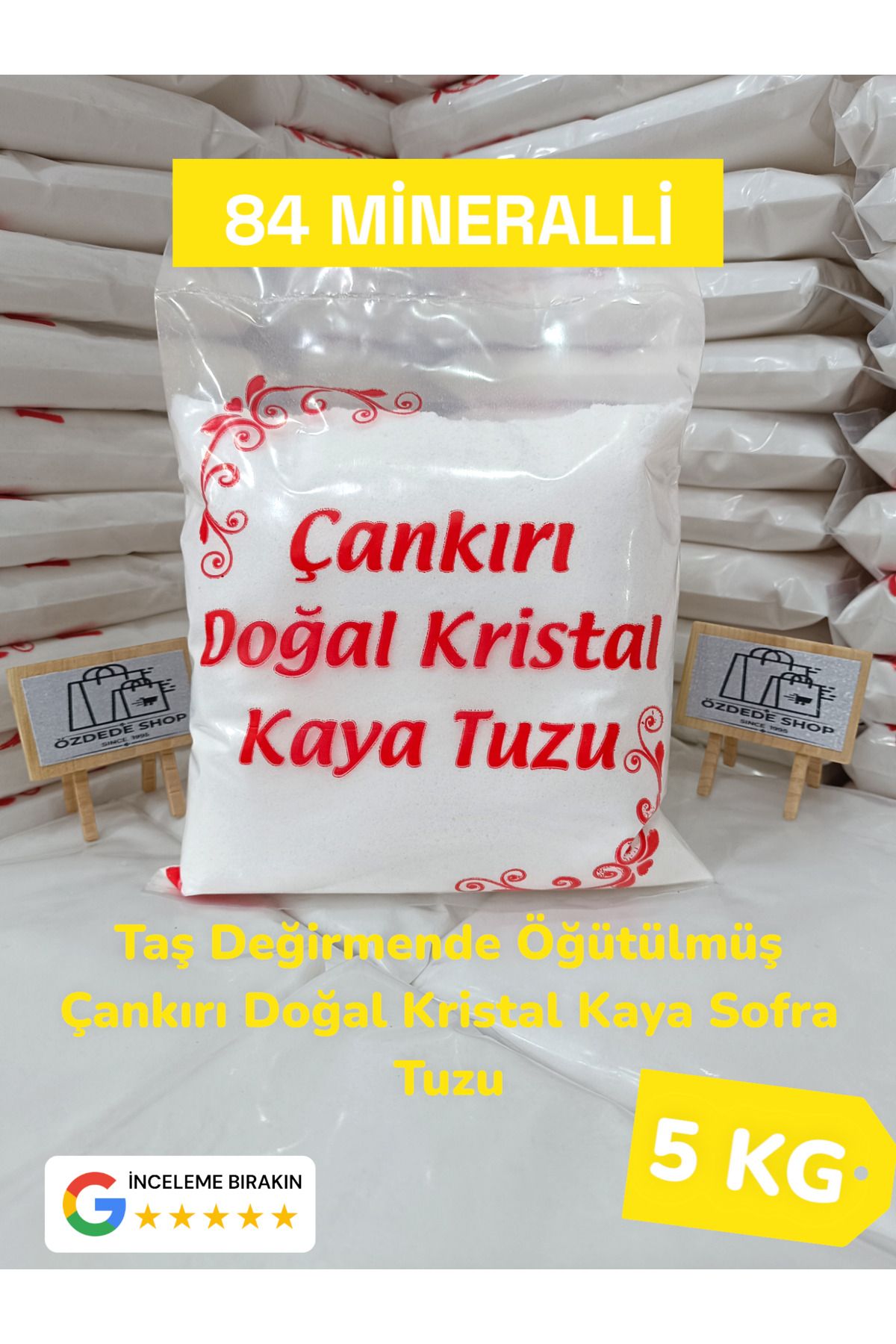 Özdede Shop TAŞ DEĞİRMENDE ÖĞÜTÜLMÜŞ ÇANKIRI DOĞAL KRİSTAL KAYA SOFRA TUZU 5 kg