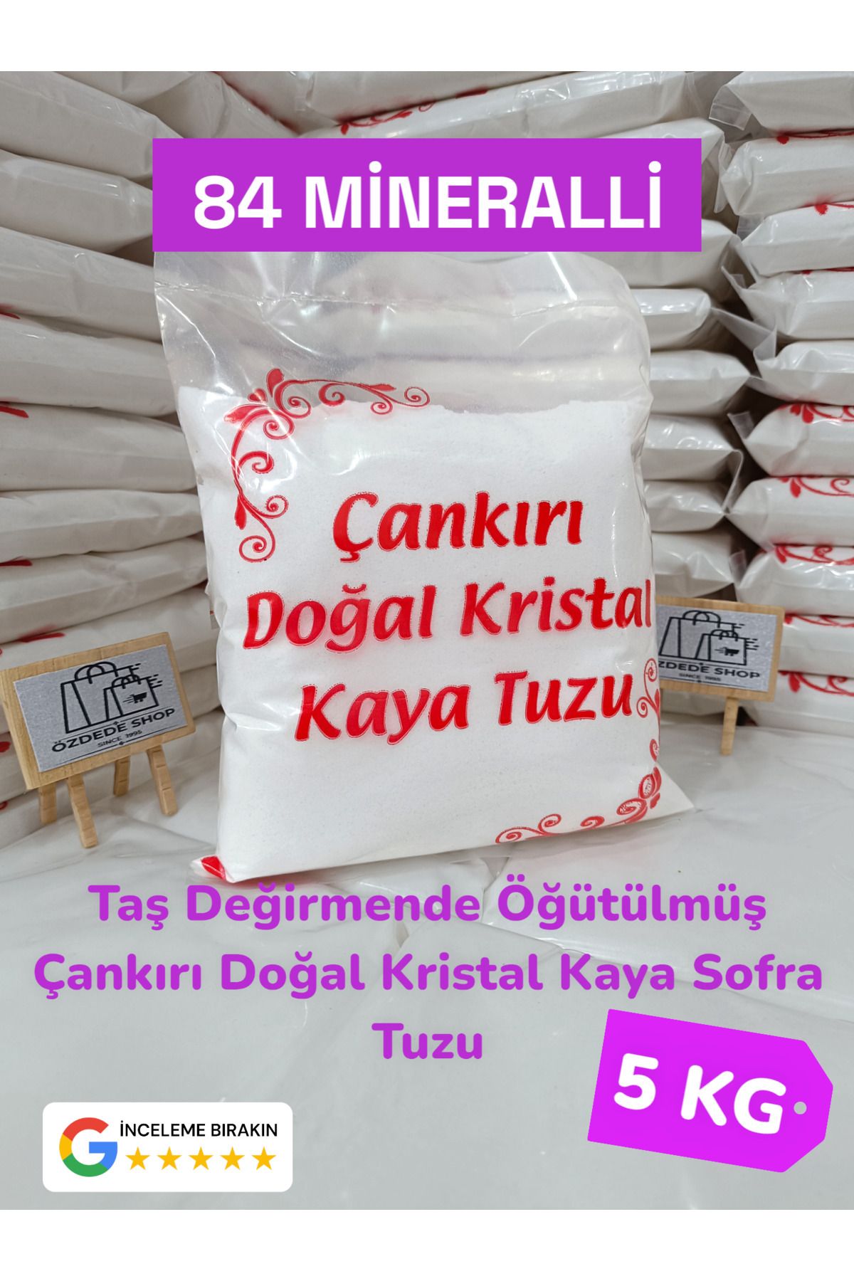 Özdede Shop ÇANKIRI DOĞAL KRİSTAL KAYA SOFRA TUZU 5 kg 84 MİNERALLİ