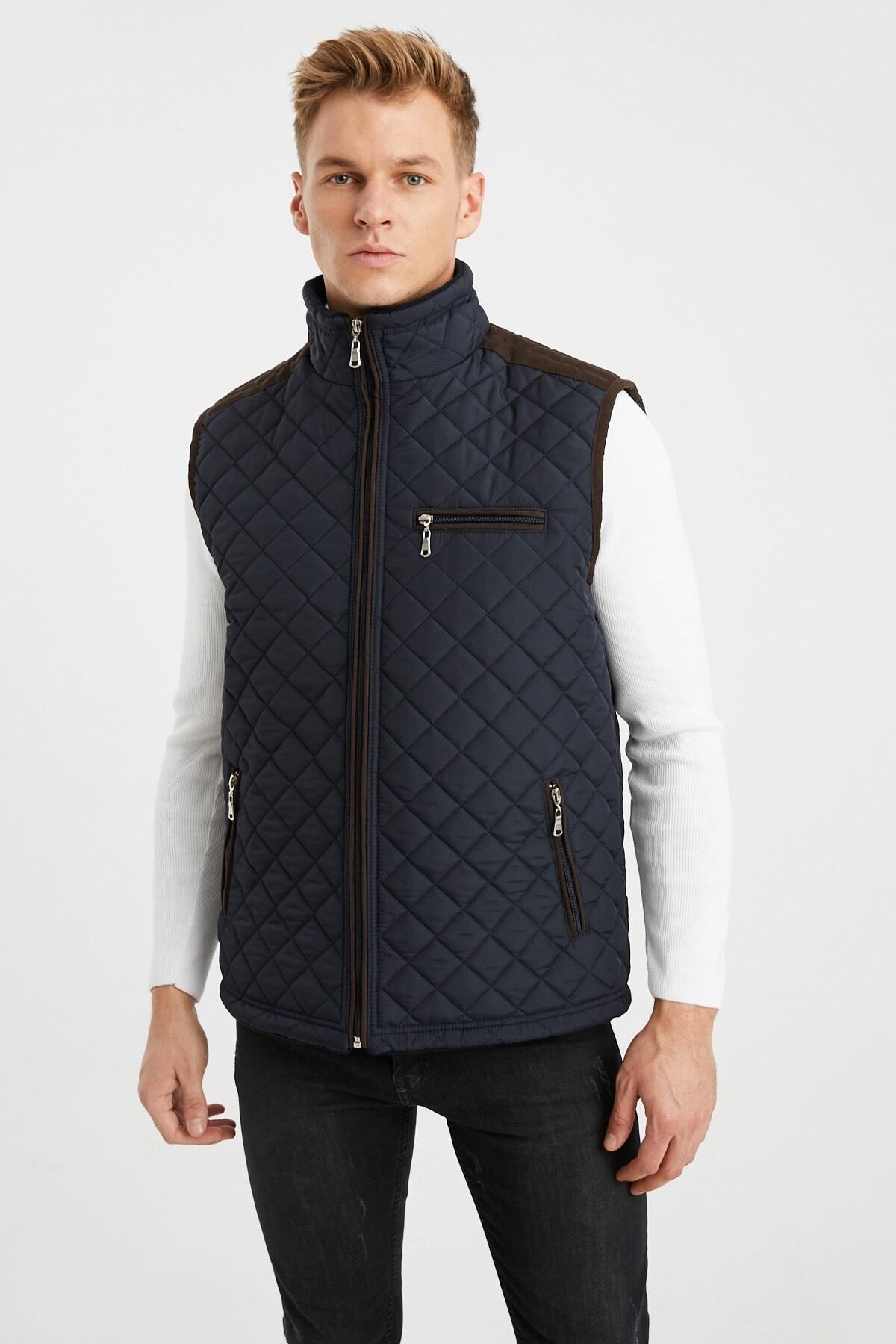 DYNAMO-Men's Navy Blue Fleece Lined Quilted Vest 1