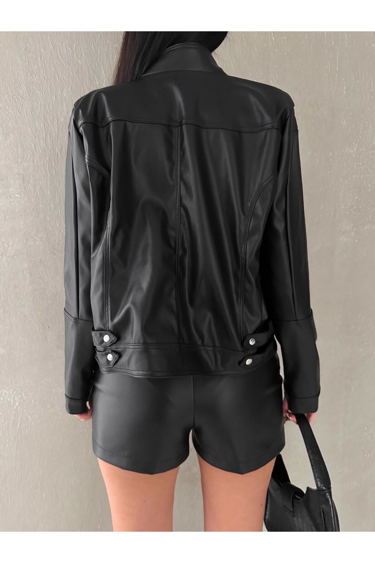 MODA  Fermuarlı Deri Ceket - Görsel 3