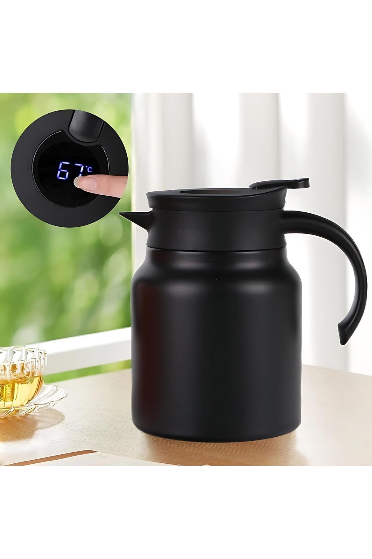 Generic-Stainless Steel 1000ML Large Capacity Insulated Kettle Teapot Tea Filter Digital Temperature Display 4