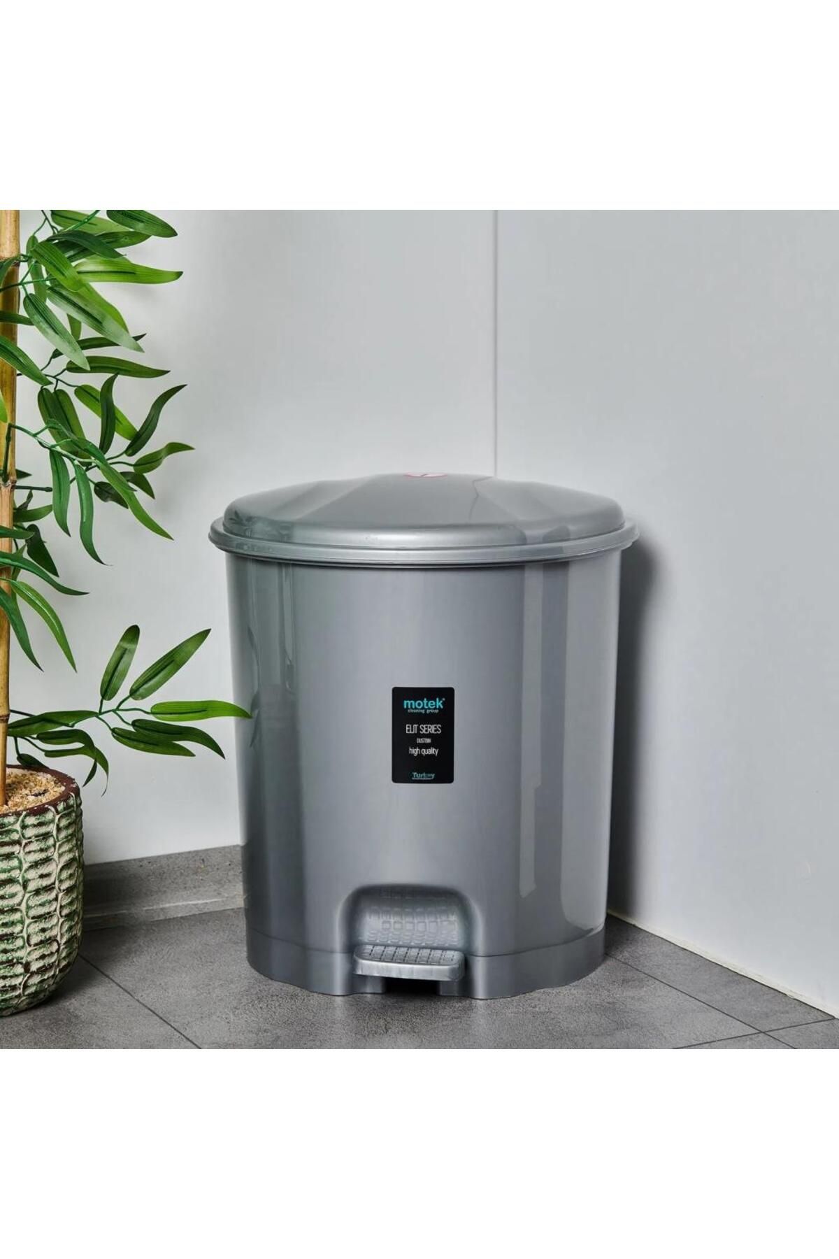 Geseus Motek Elit Pedallı Plastik Çöp Kovası İç Kovalı 22 LT Gümüş Gri