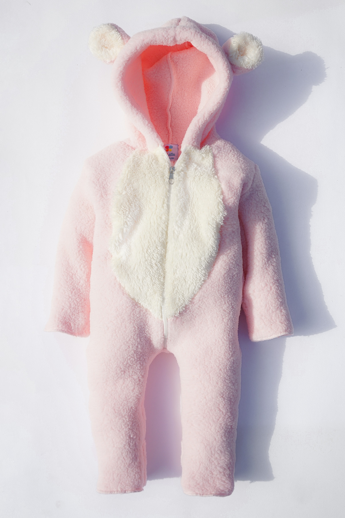 bshood X İpek Atlas Kız Erkek Bebek Ve Çocuk Pembe Kışlık Ayı Tulum fotoğrafı 3 (önizleme)